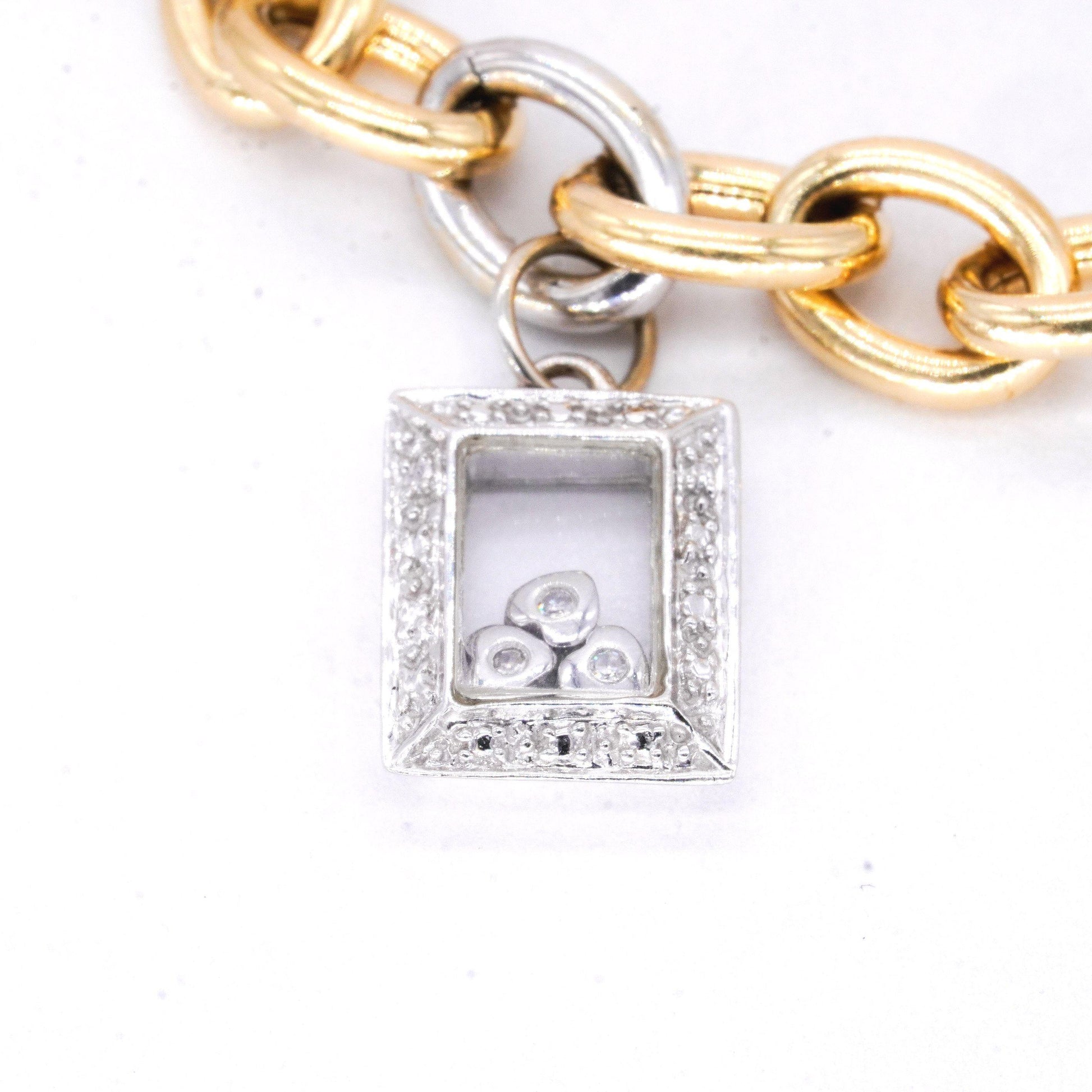 HOUSE OF BANGLES 14k White and Yellow Gold 0.08CT Diamond Charm Bracelet