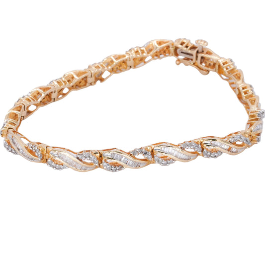 14k Yellow Gold Jewelry 2.52CT Diamond Fancy Link Bracelet