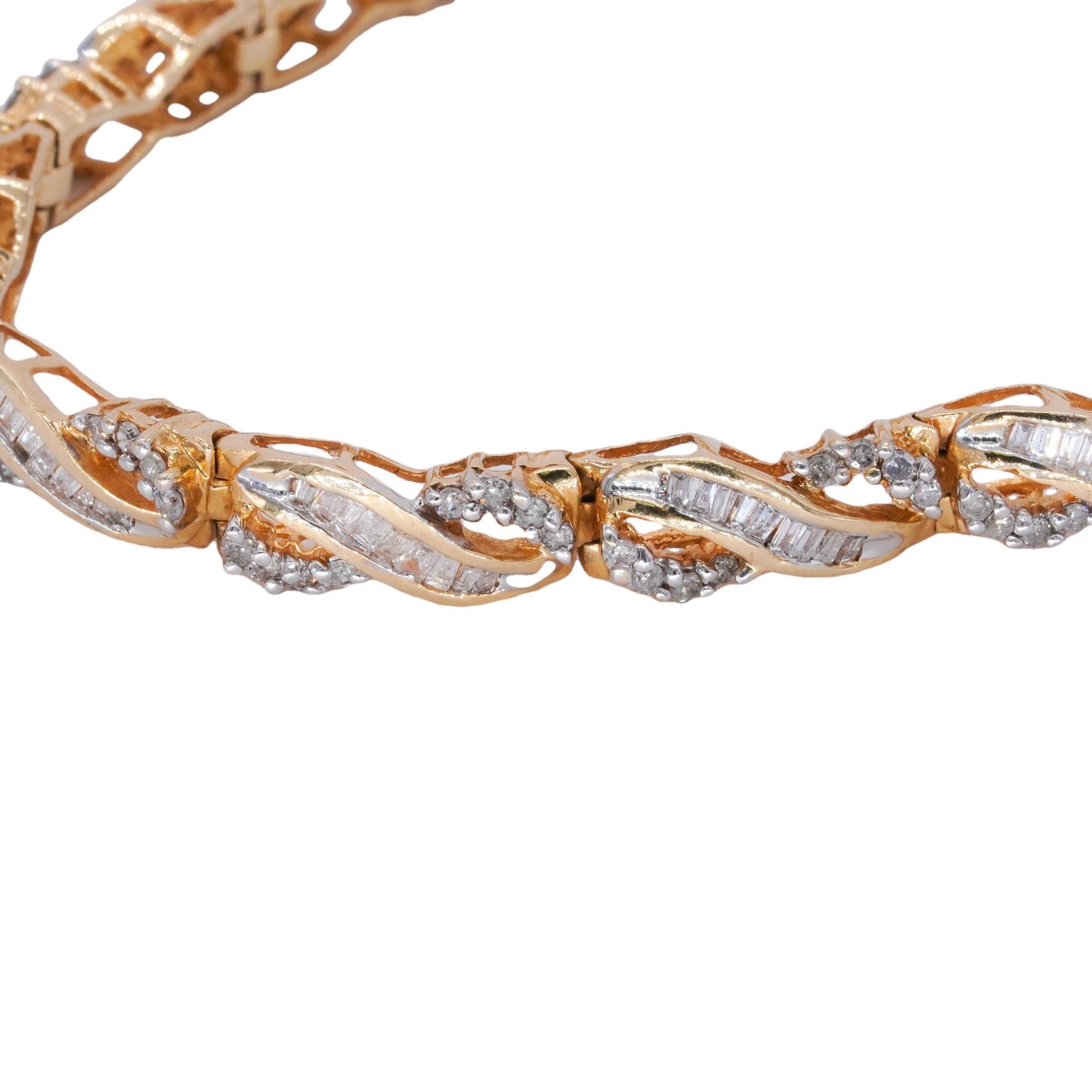 14k Yellow Gold Jewelry 2.52CT Diamond Fancy Link Bracelet