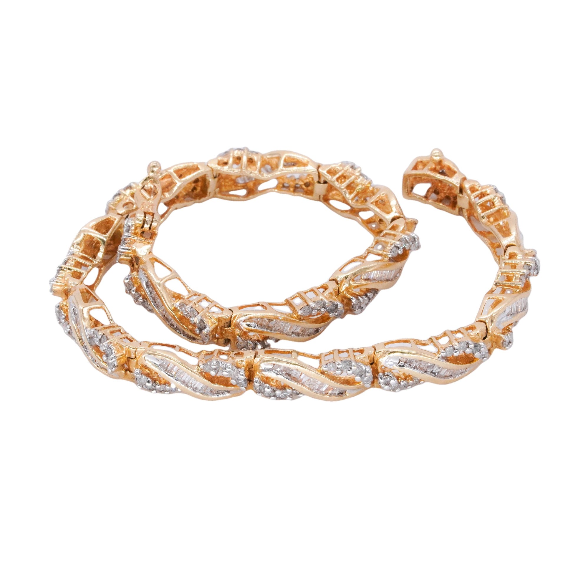 14k Yellow Gold Jewelry 2.52CT Diamond Fancy Link Bracelet