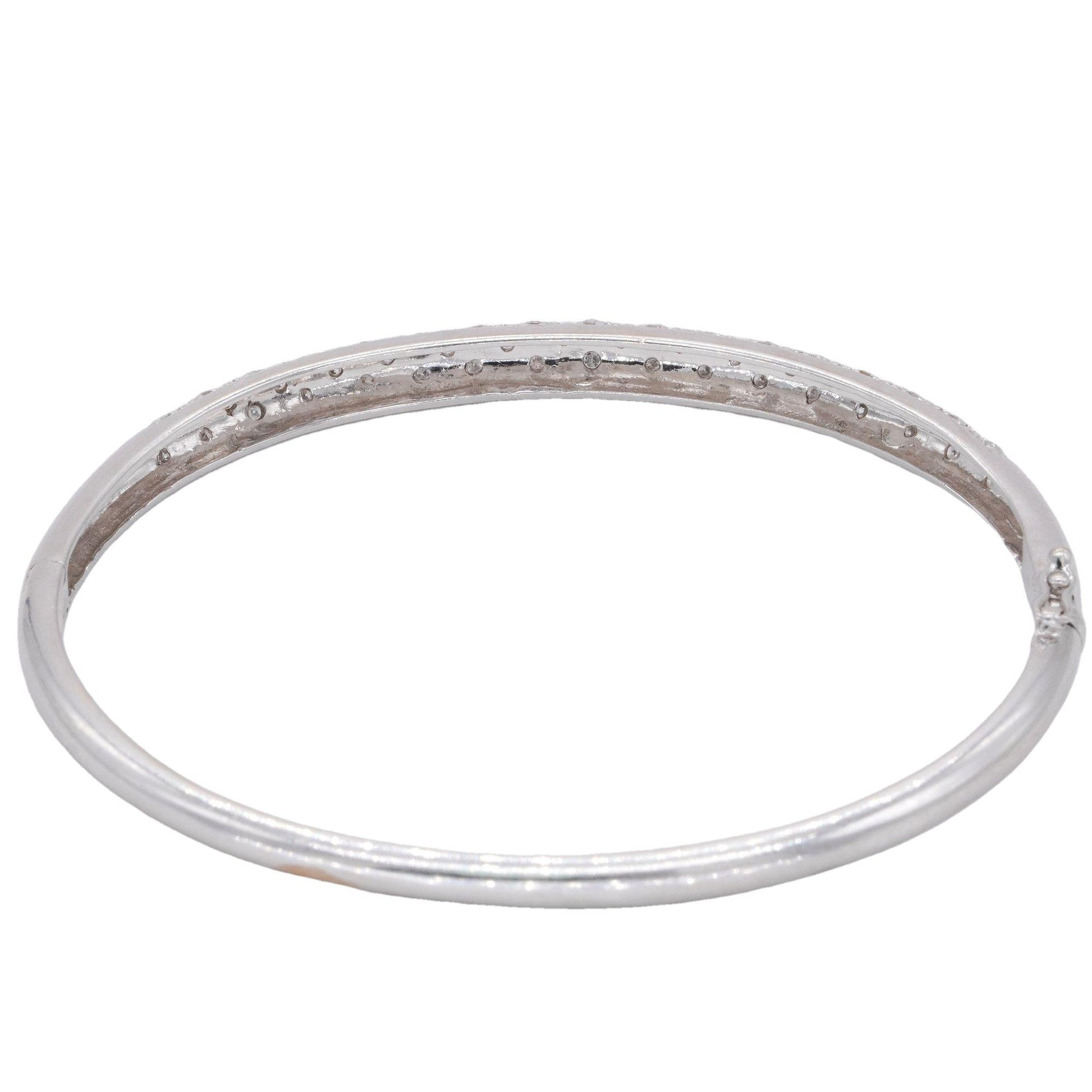 14k White Gold Jewelry 0.50CT Diamond Bangle Bracelet