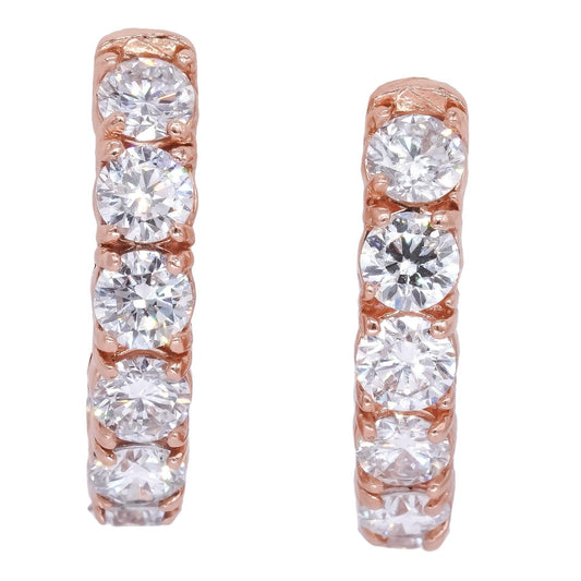 14k Rose Gold 3.92CT Jewelry Lab Grown Diamond In & Out Hoop Earrings