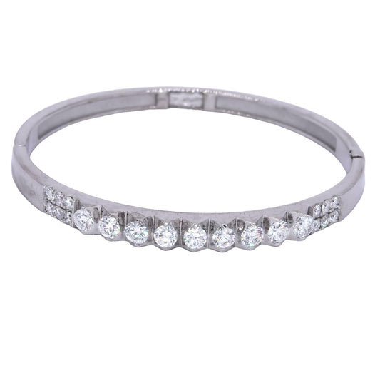 10k White Gold Jewelry 2.37CT Lab Grown Diamond Bangle Bracelet