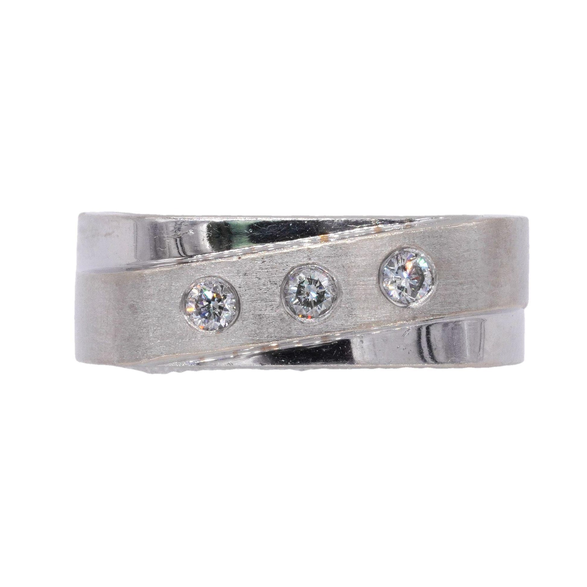 14k White Gold Jewelry 0.30CT Diamond Abstract Mens Ring Size 10