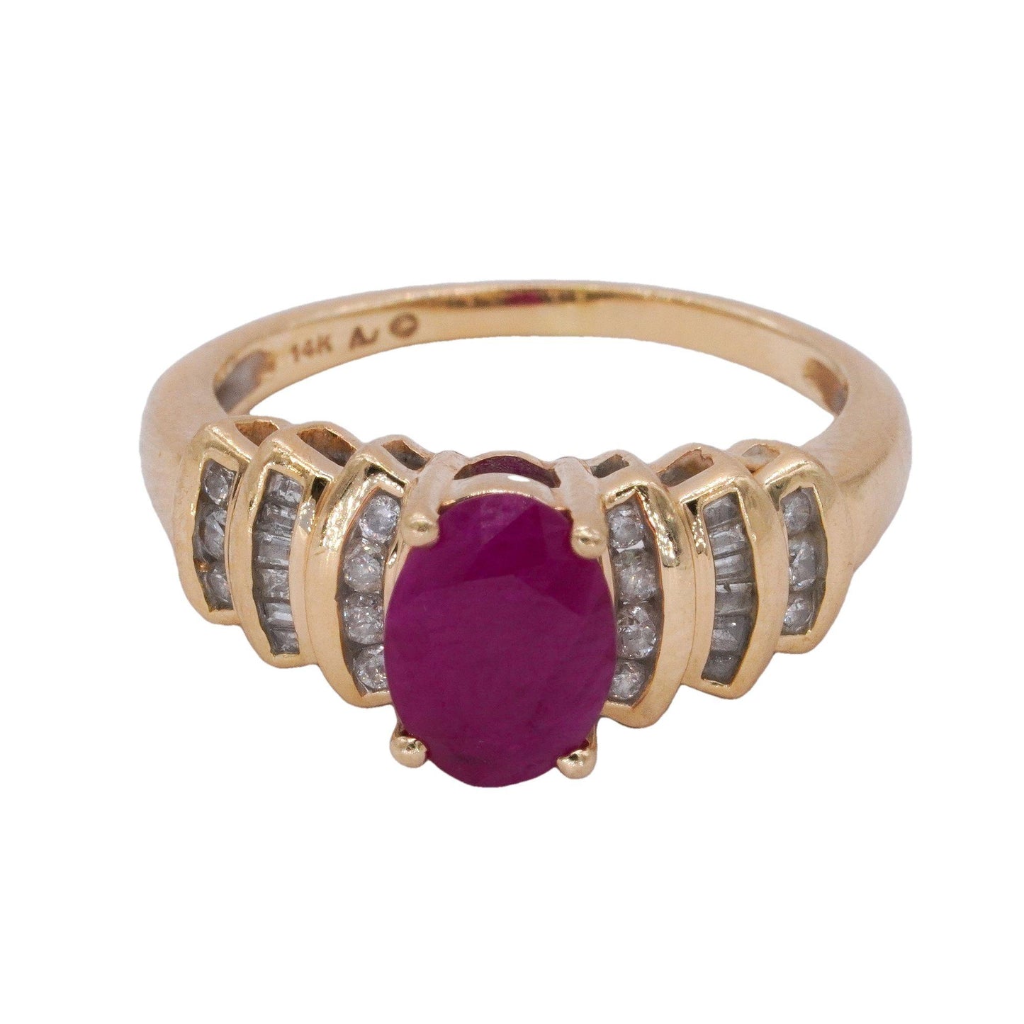 14k Yellow Gold Jewelry 1.50CT Diamond and Ruby Cocktail Ring size 5.75