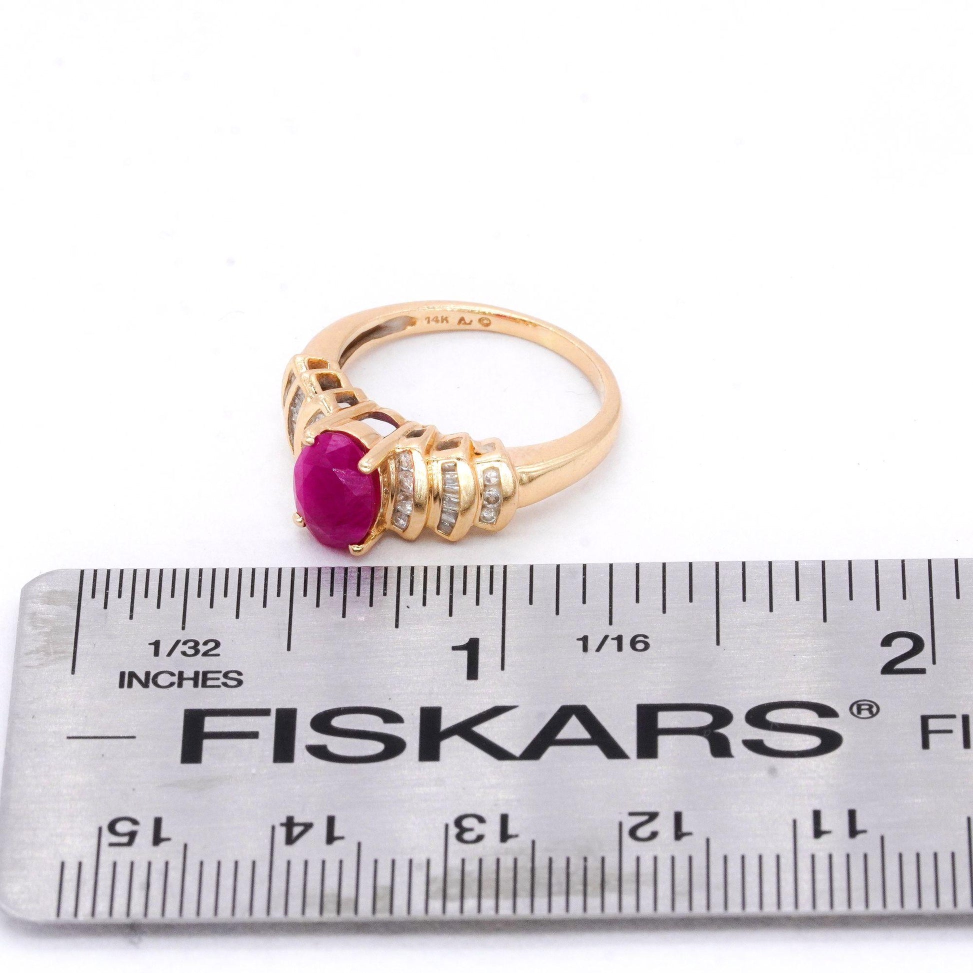 14k Yellow Gold Jewelry 1.50CT Diamond and Ruby Cocktail Ring size 5.75