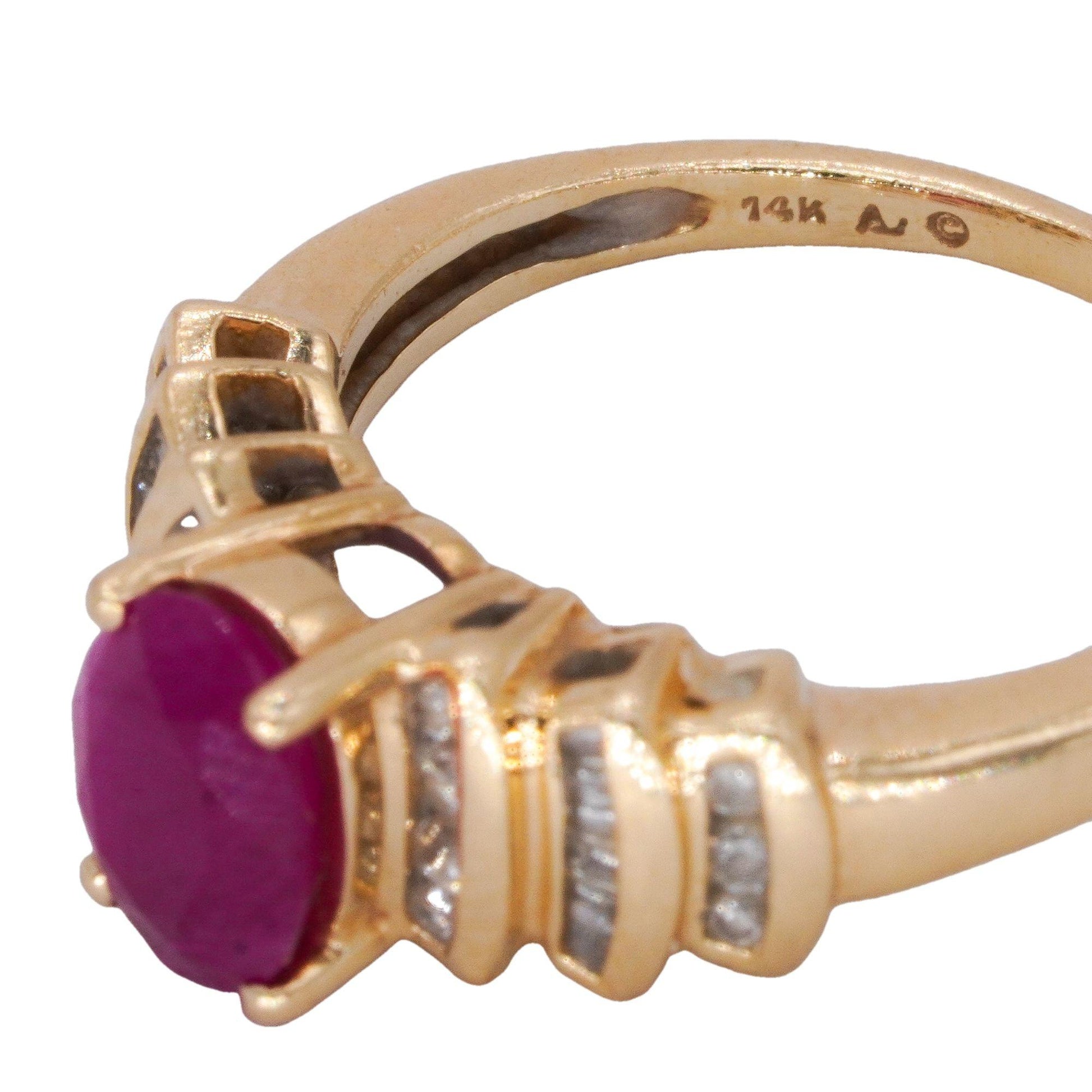 14k Yellow Gold Jewelry 1.50CT Diamond and Ruby Cocktail Ring size 5.75