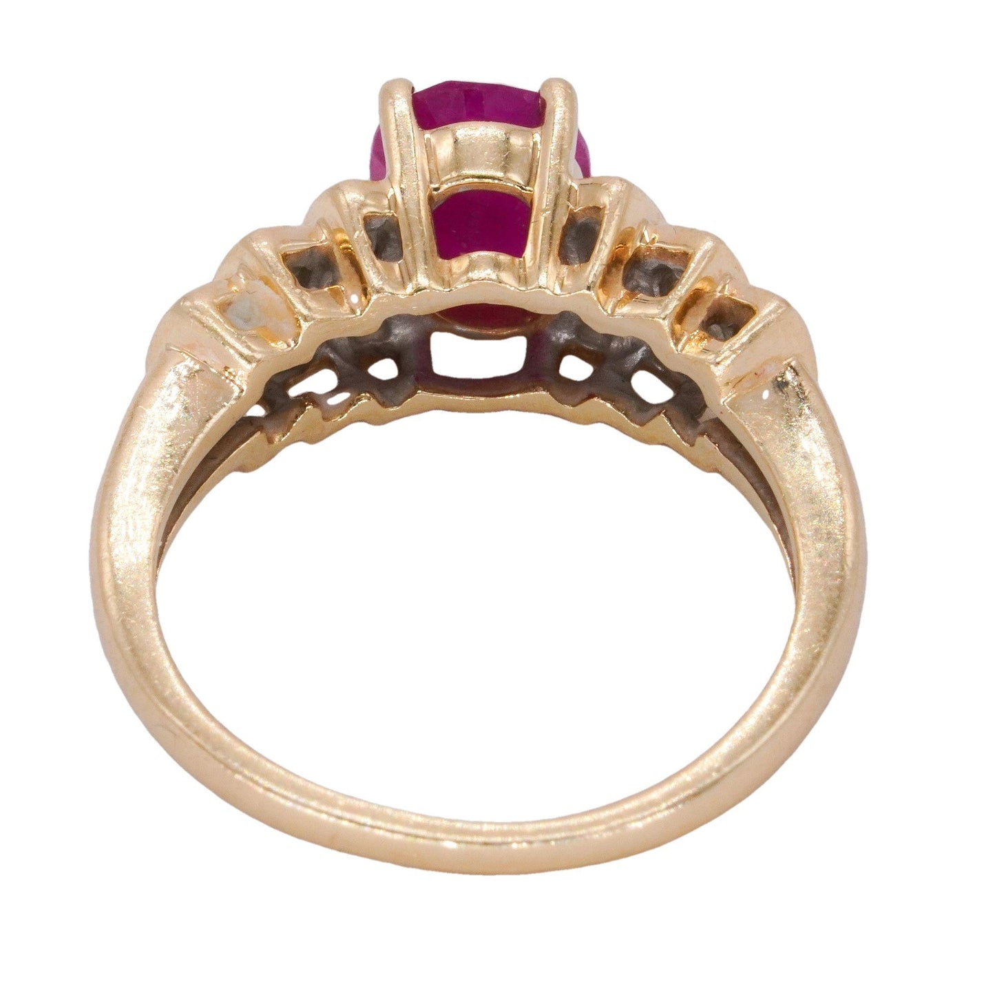 14k Yellow Gold Jewelry 1.50CT Diamond and Ruby Cocktail Ring size 5.75