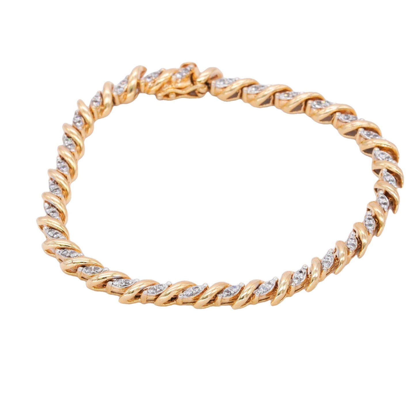 14k Yellow Gold Jewelry 0.70CT Diamond Fancy Link Tennis Bracelet