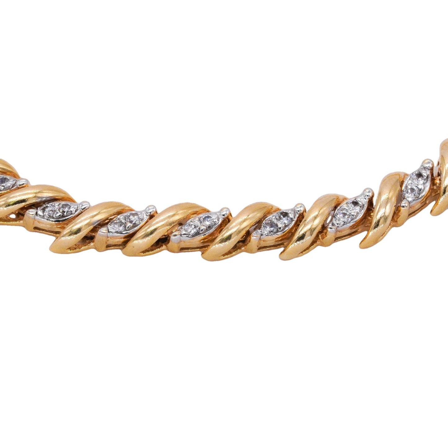 14k Yellow Gold Jewelry 0.70CT Diamond Fancy Link Tennis Bracelet