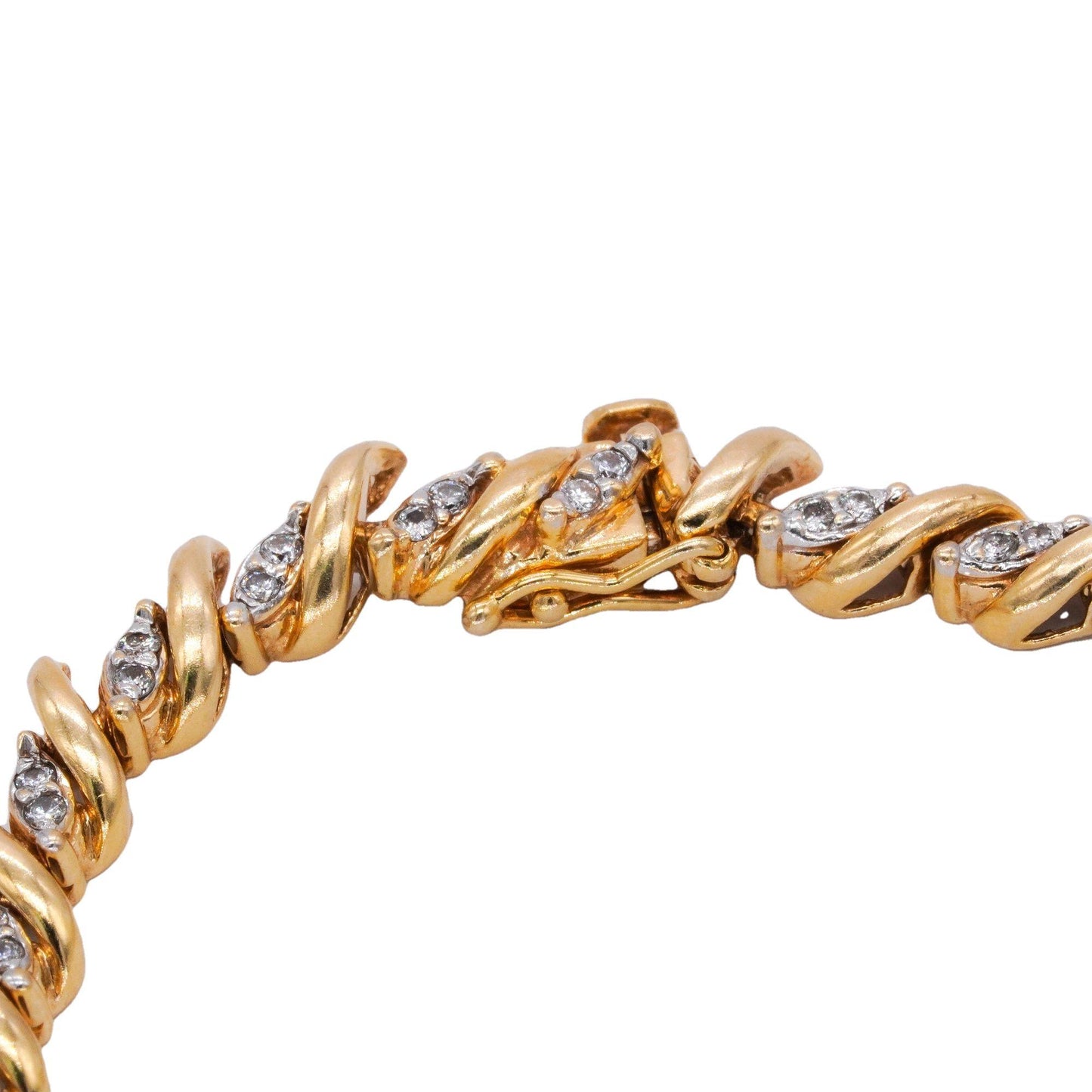 14k Yellow Gold Jewelry 0.70CT Diamond Fancy Link Tennis Bracelet