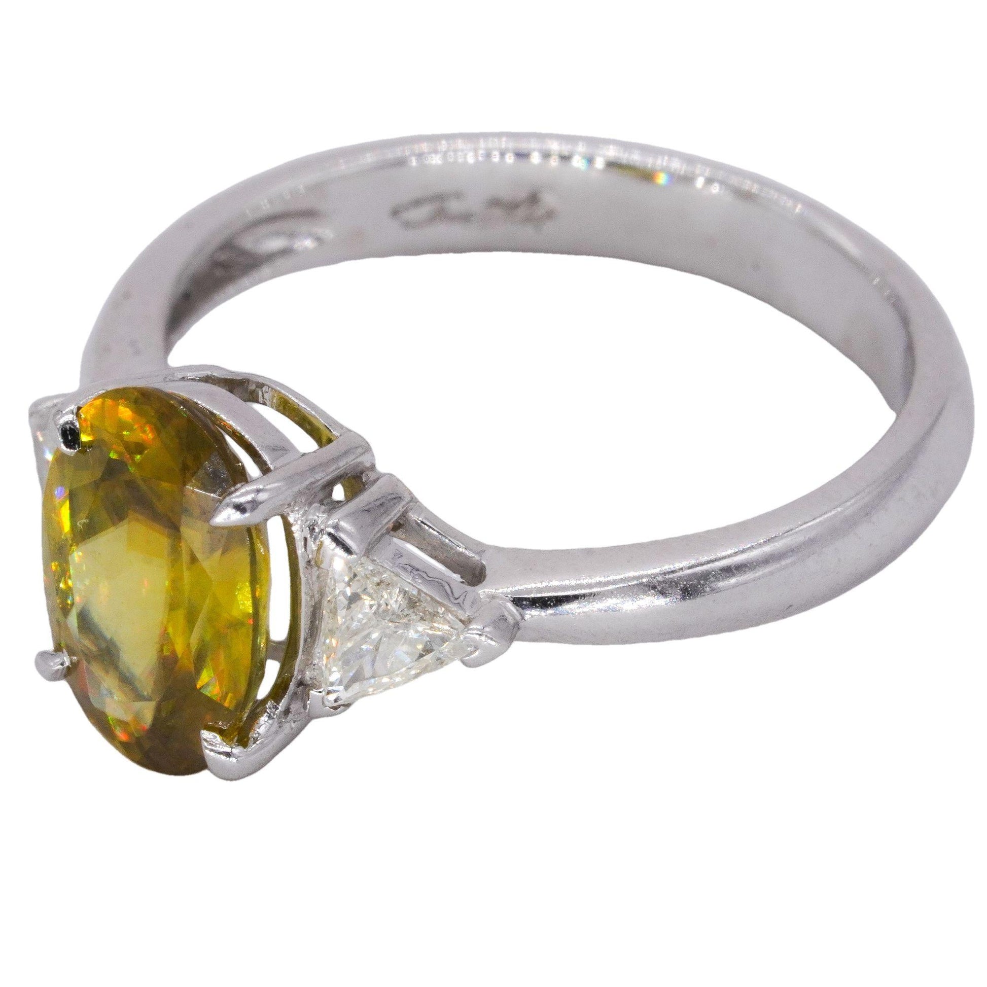 Designer 14k White Gold 1.85CT Diamond and Sphene Ring Size 7