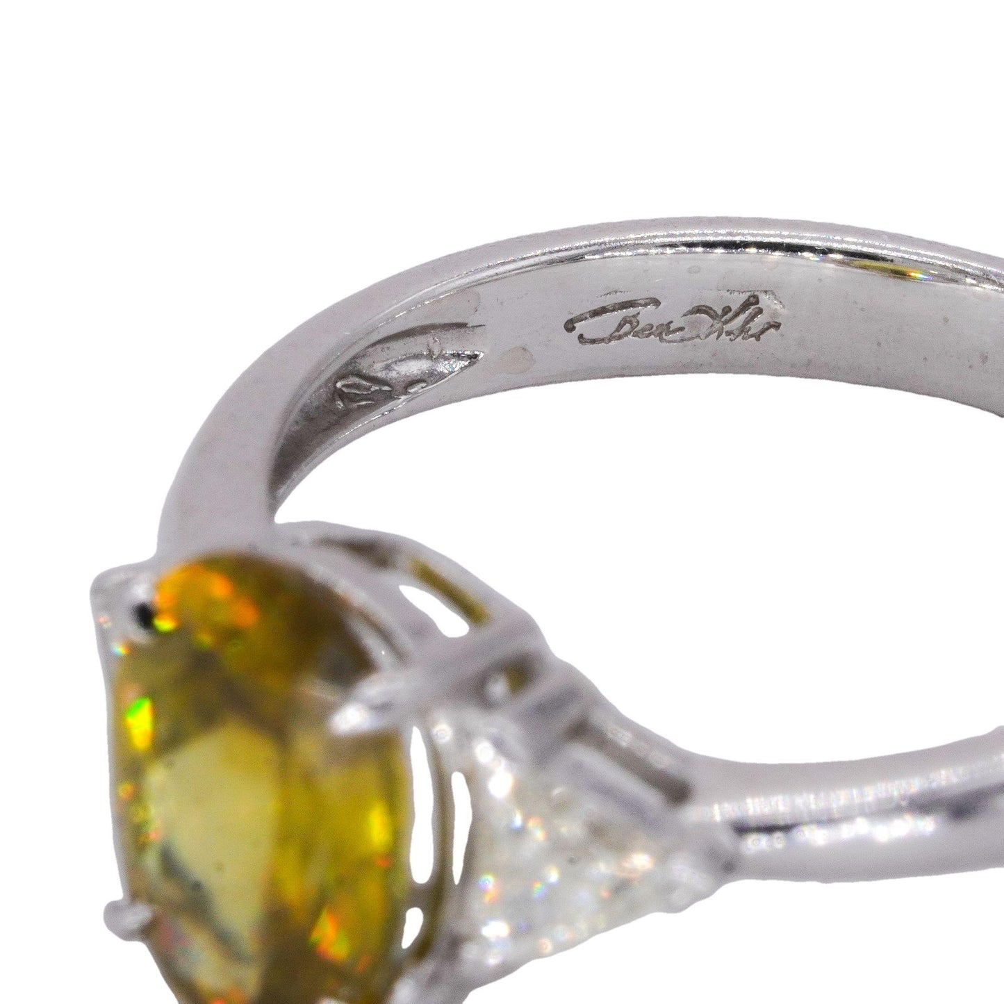 Designer 14k White Gold 1.85CT Diamond and Sphene Ring Size 7