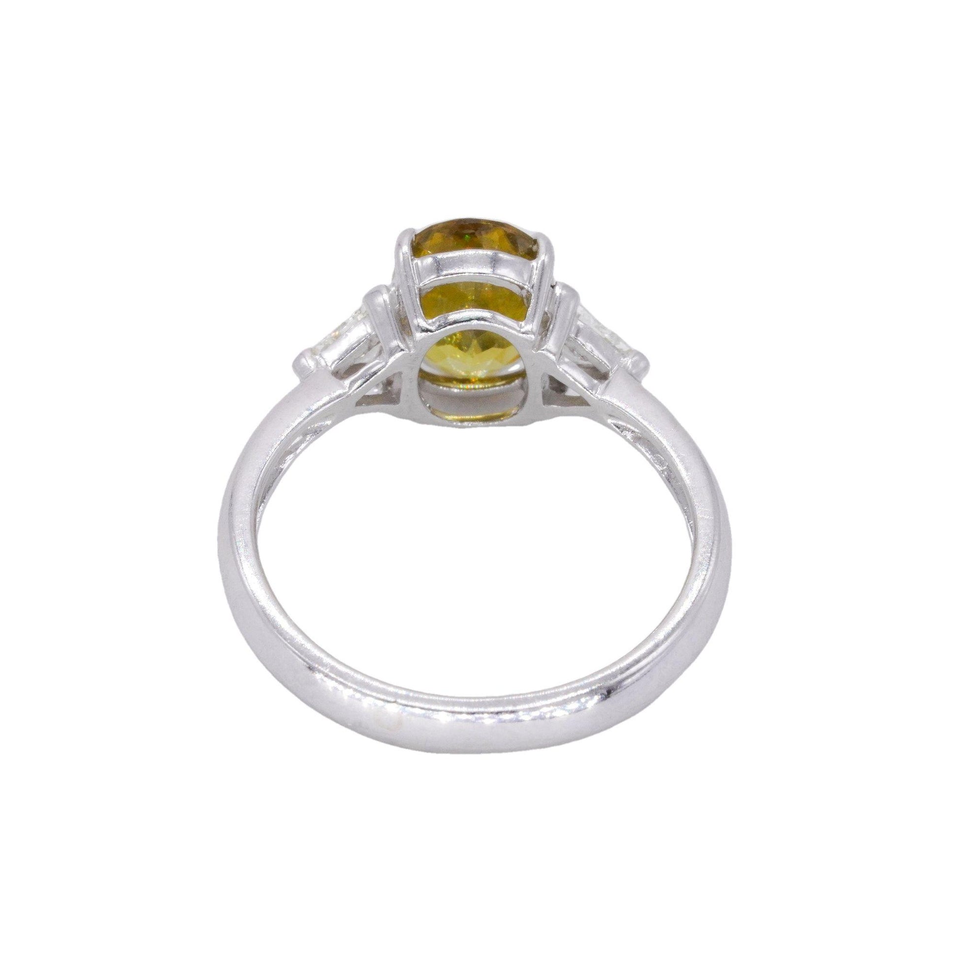 Designer 14k White Gold 1.85CT Diamond and Sphene Ring Size 7