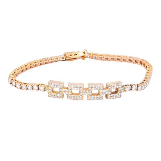 14k Yellow Gold Jewelry 3.85CT Diamond Fancy Tennis Bracelet