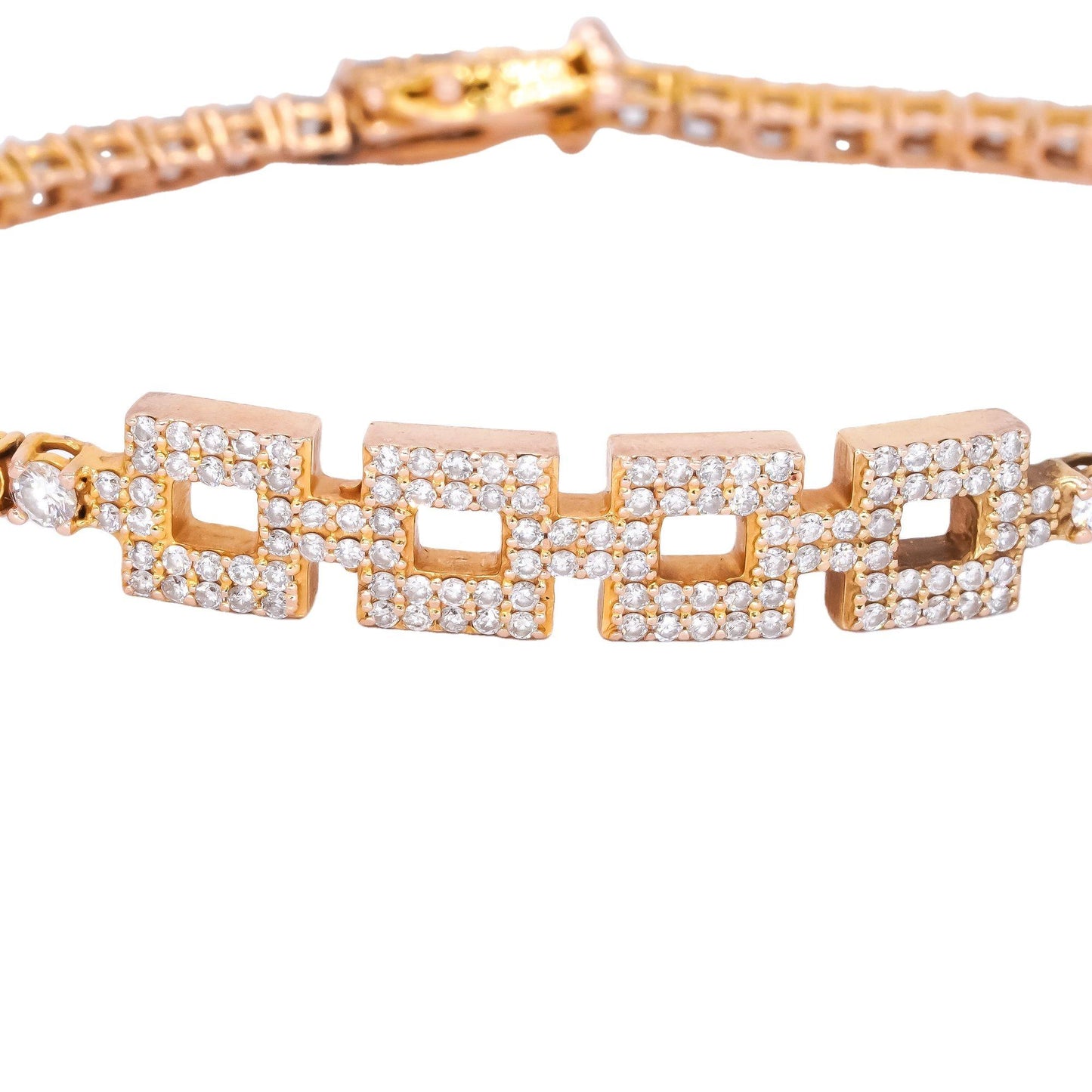 14k Yellow Gold Jewelry 3.85CT Diamond Fancy Tennis Bracelet