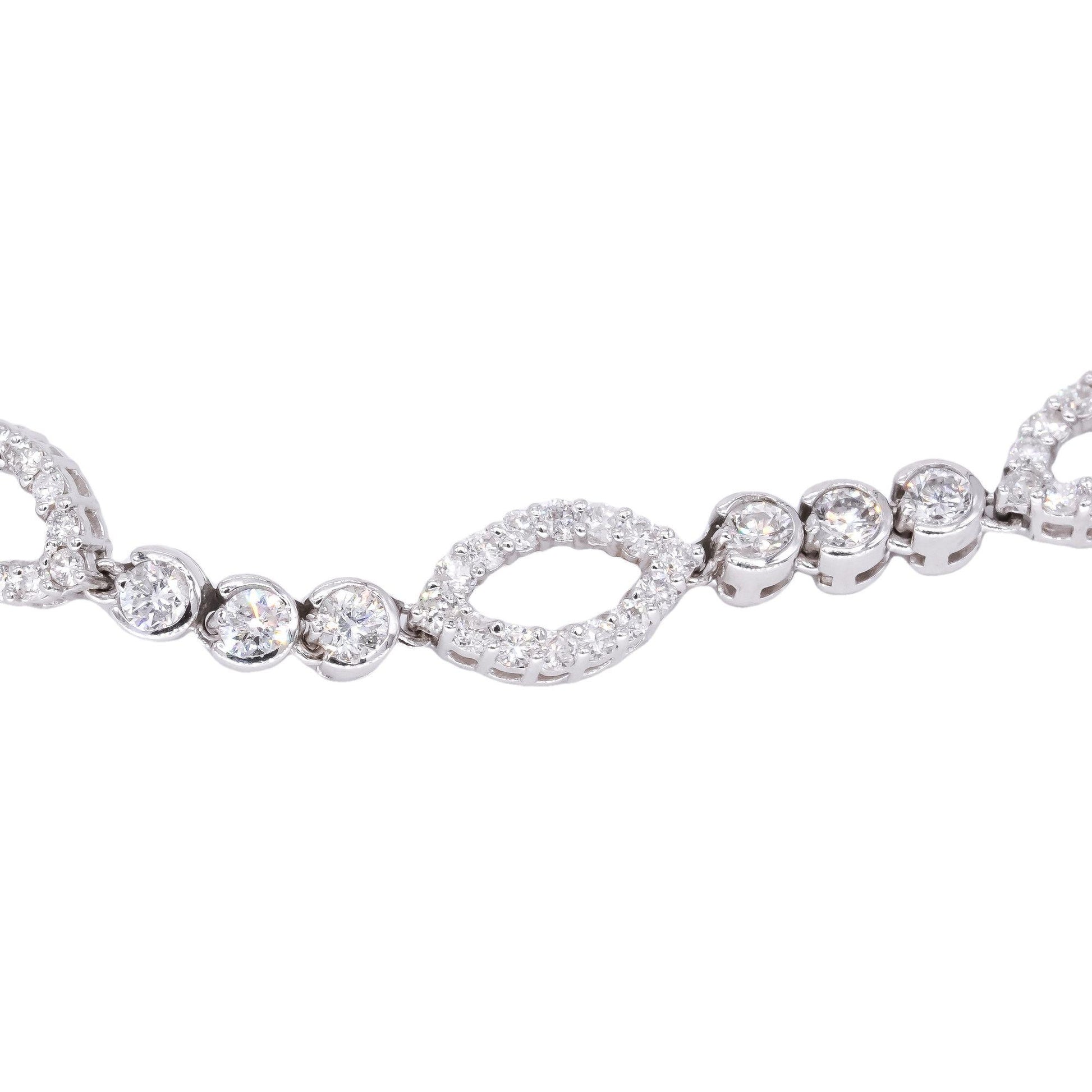 18k White Gold Jewelry 1.80CT Diamond Fancy Link Tennis Bracelet