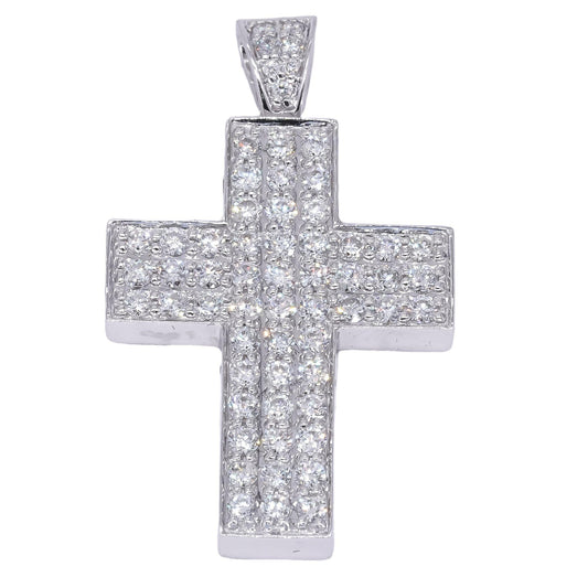 18k White Gold Jewelry 1.58CT VS Diamond Pave Cross Crucifix Pendant