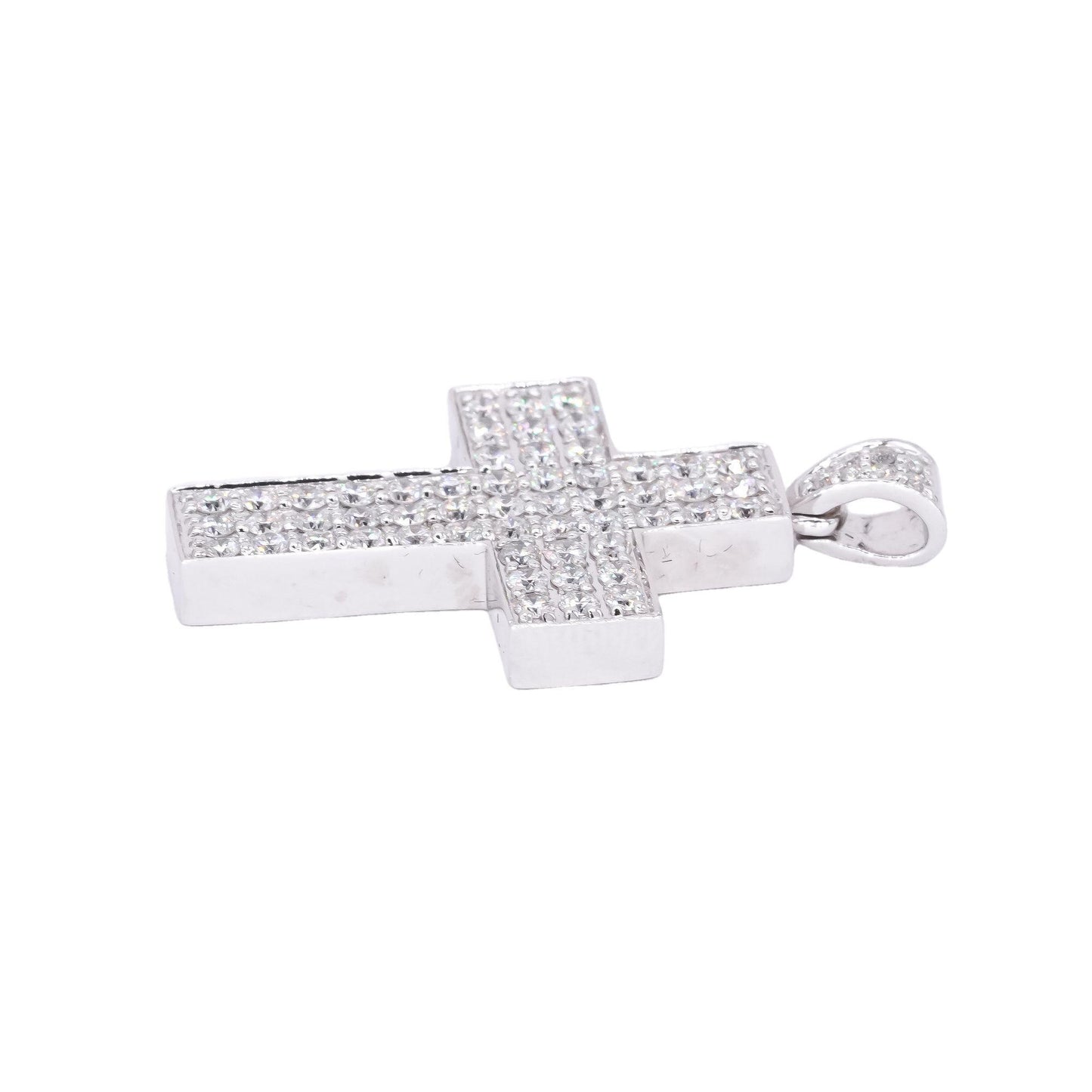 18k White Gold Jewelry 1.58CT VS Diamond Pave Cross Crucifix Pendant