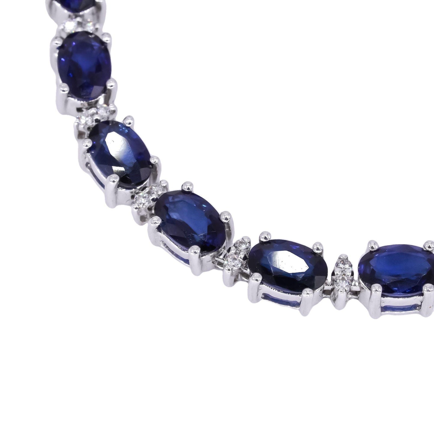 18k White Gold Jewelry 13.35CT Diamond & Blue Sapphire Tennis Bracelet