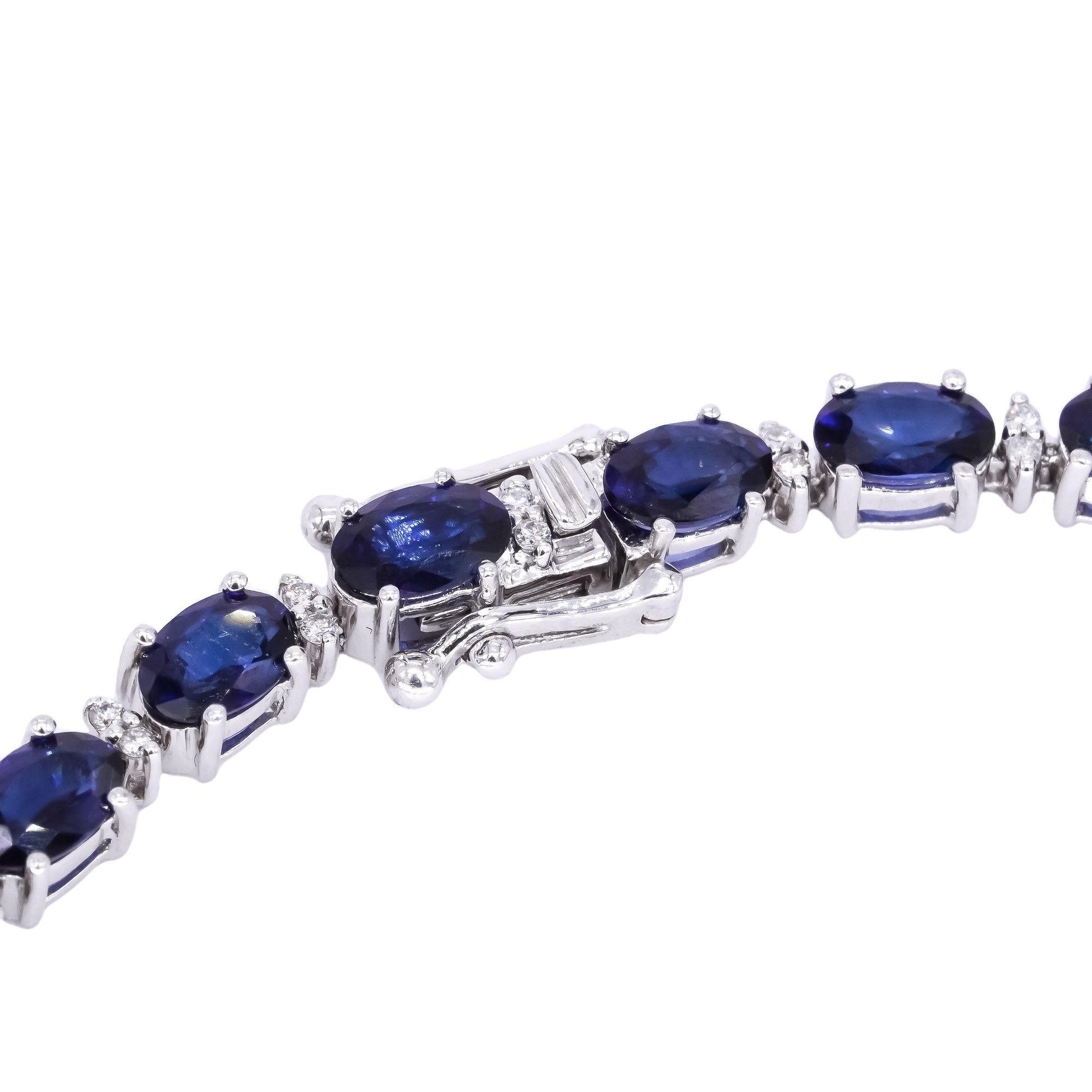 18k White Gold Jewelry 13.35CT Diamond & Blue Sapphire Tennis Bracelet