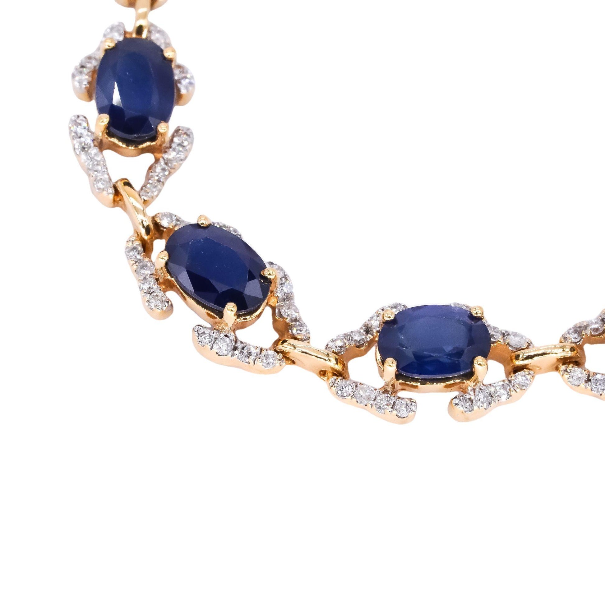 18k Yellow Gold 9.20CT Diamond & Blue Sapphire Fancy Formal Bracelet