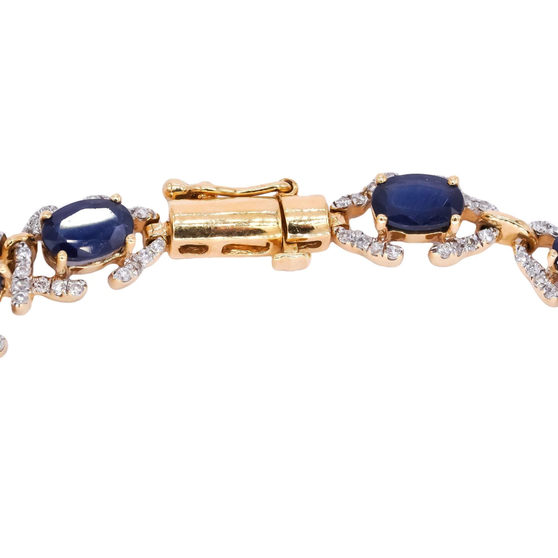 18k Yellow Gold 9.20CT Diamond & Blue Sapphire Fancy Formal Bracelet