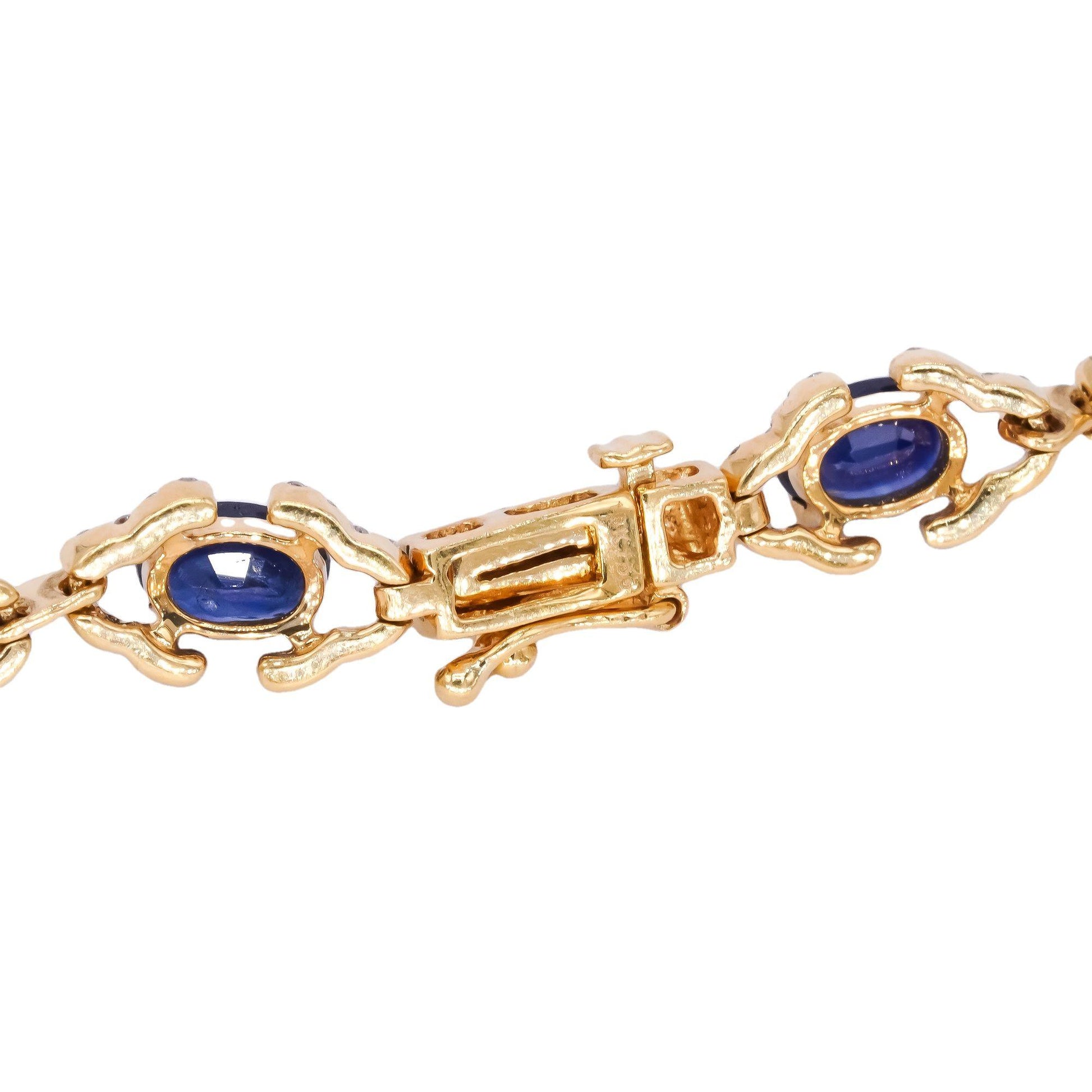 18k Yellow Gold 9.20CT Diamond & Blue Sapphire Fancy Formal Bracelet