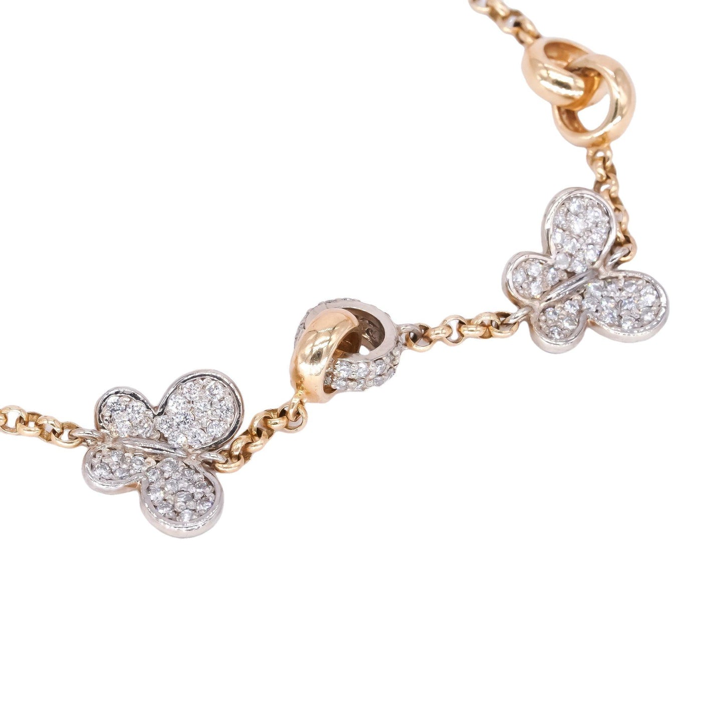 14k White & Yellow Gold 0.67CT VS Diamond Butterfly Fancy Bracelet