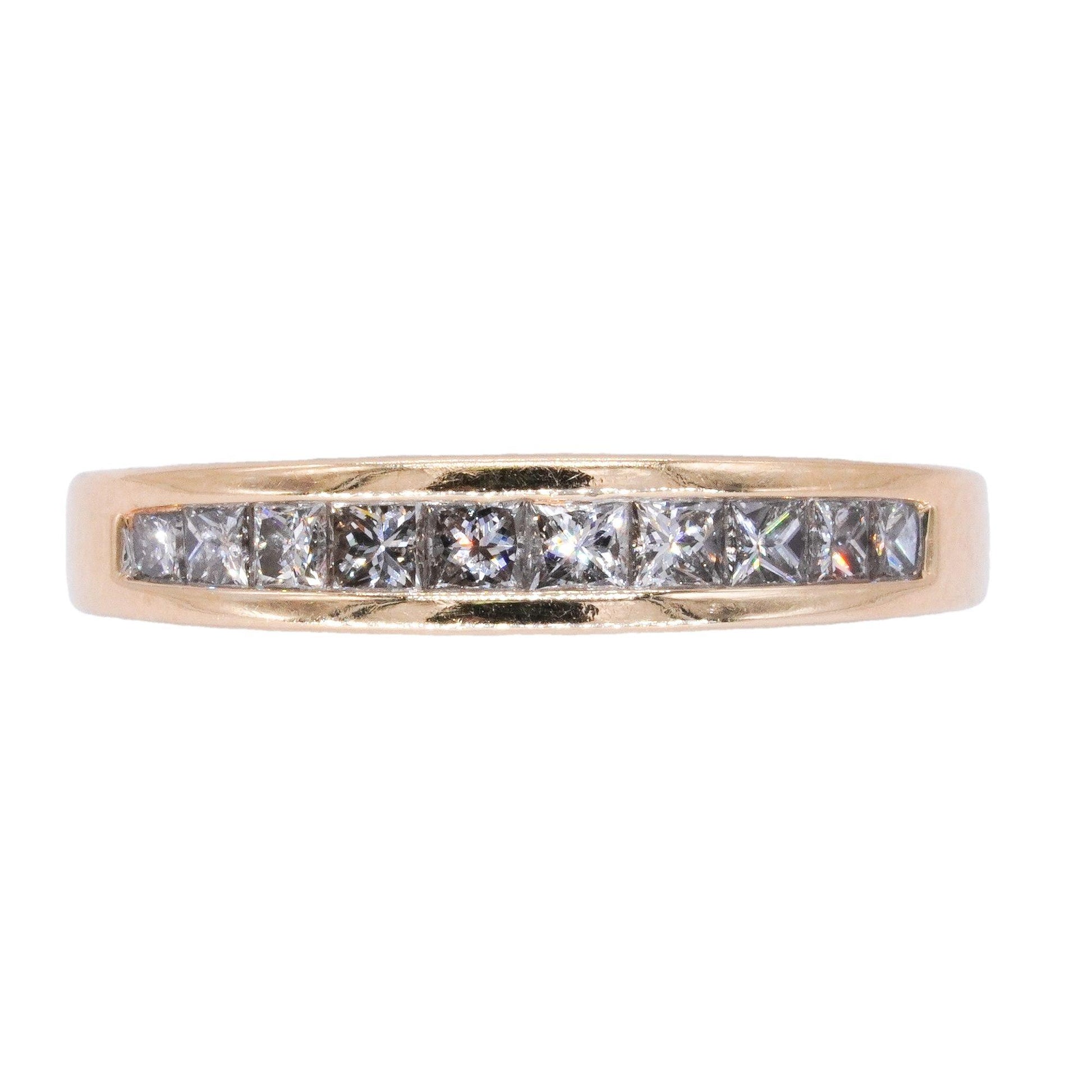 14k Yellow Gold 0.50CT Princess Cut Diamond Band Ring Size 6.75