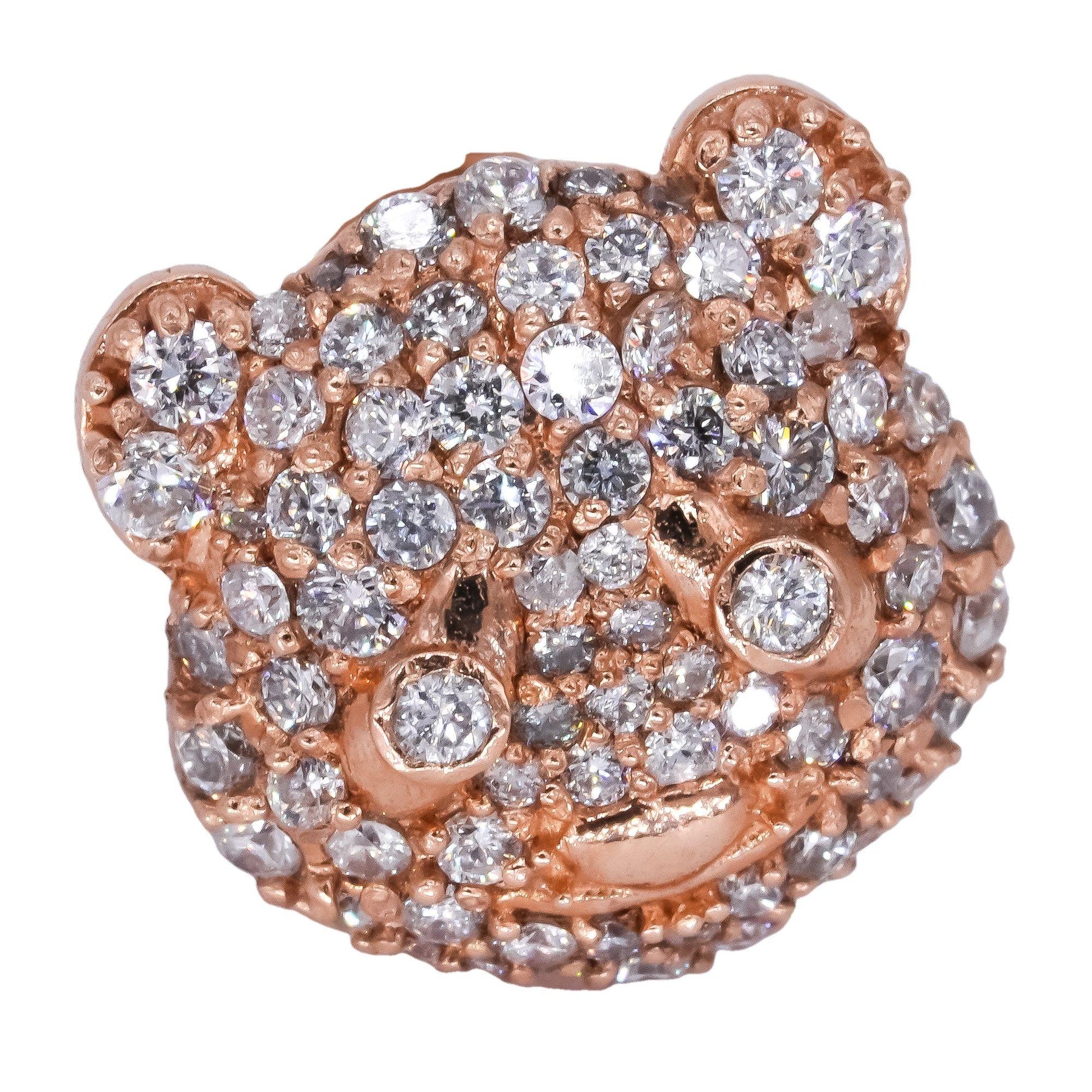 14K Rose Gold 1.33ct Diamond Teddy Bear Stud Earrings