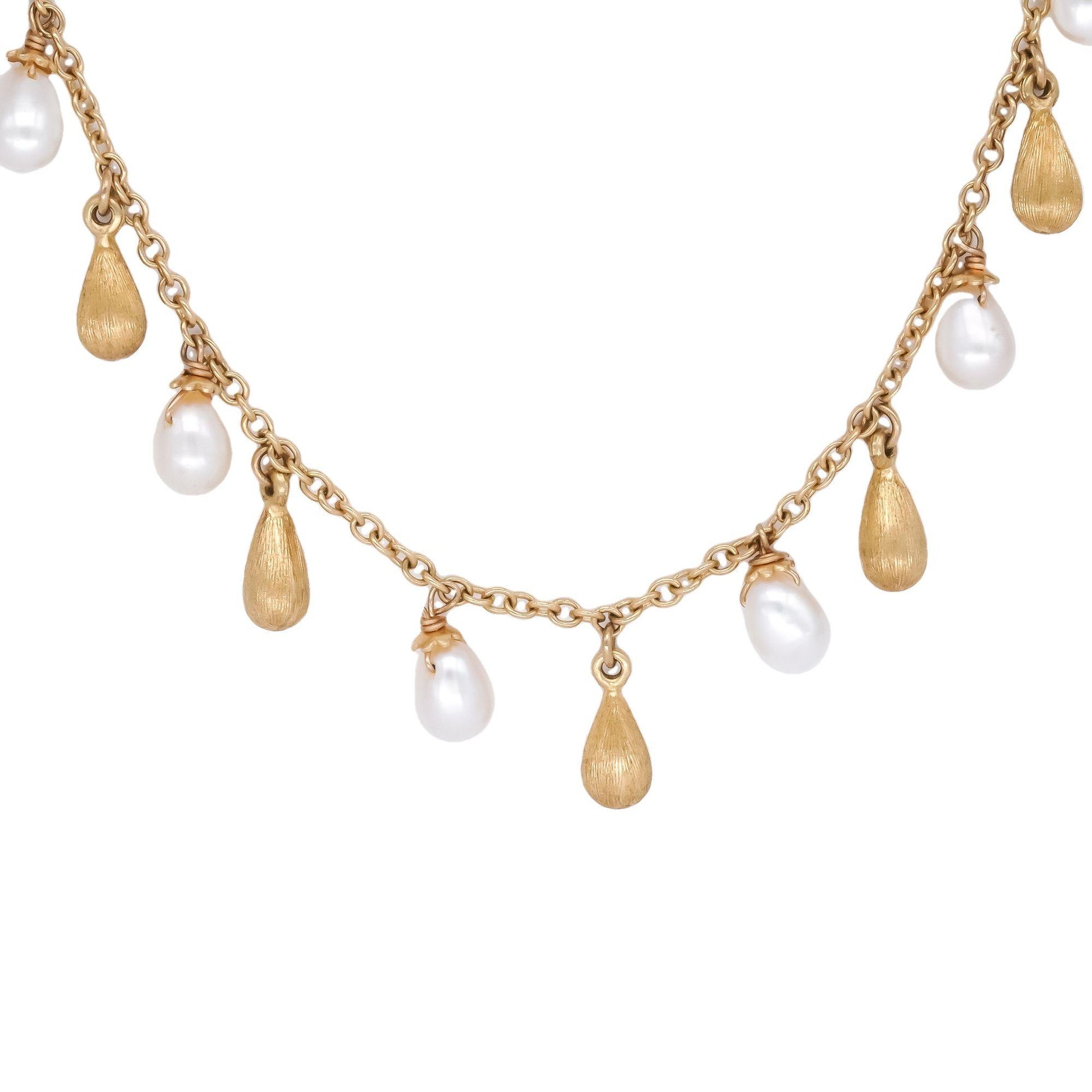 Roberto Coin Designer 18k Yellow Gold 5mm Pearl & Gold Bead Chain Necklace