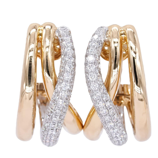 18k White and Yellow Gold 0.66ct VS Diamond Crisscross Earrings