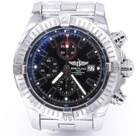 Breitling Super Avenger Stainless Steel A13370 Chronograph Watch w/ Box & Papers