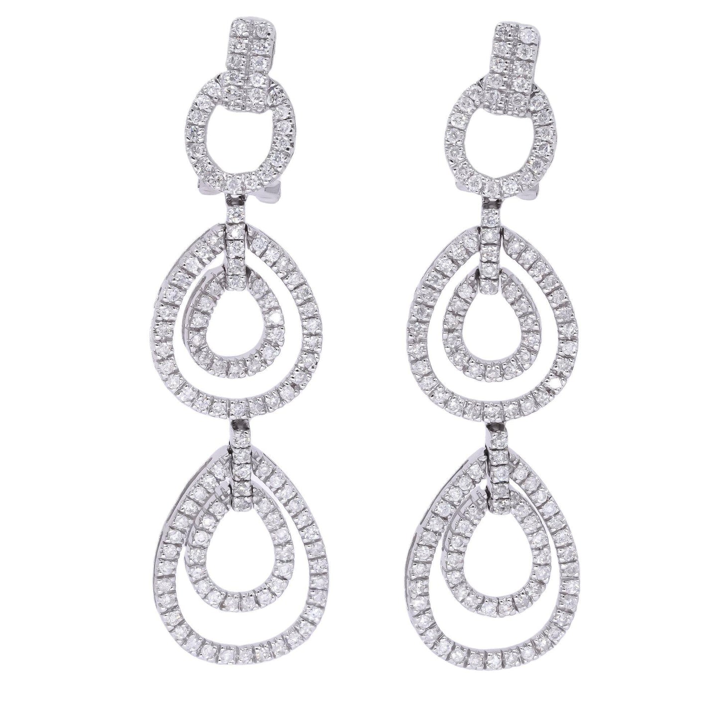 14k White Gold Jewelry 1.50CT Diamond Drop Dangle Halo Earrings