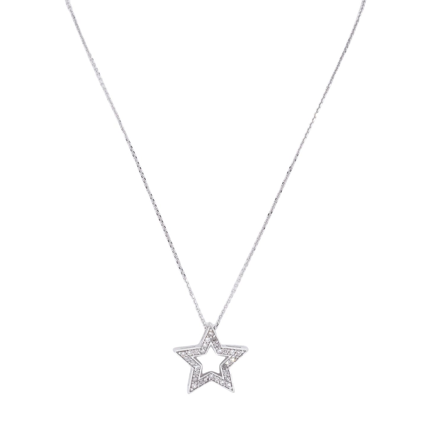 14k White Gold Jewelry 0.25CT Diamond Star Pendant Necklace