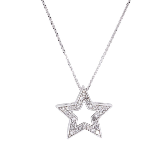 14k White Gold Jewelry 0.25CT Diamond Star Pendant Necklace