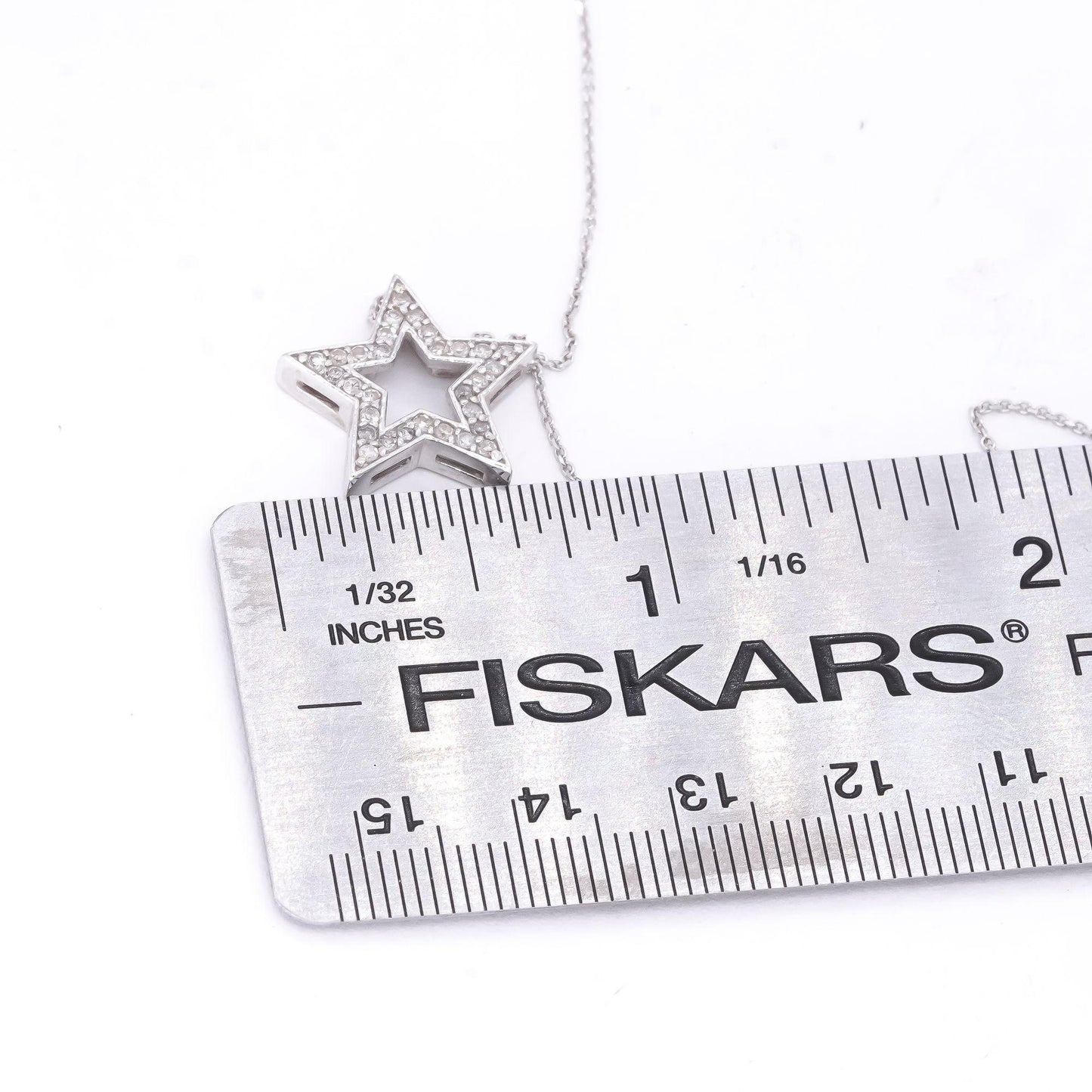 14k White Gold Jewelry 0.25CT Diamond Star Pendant Necklace