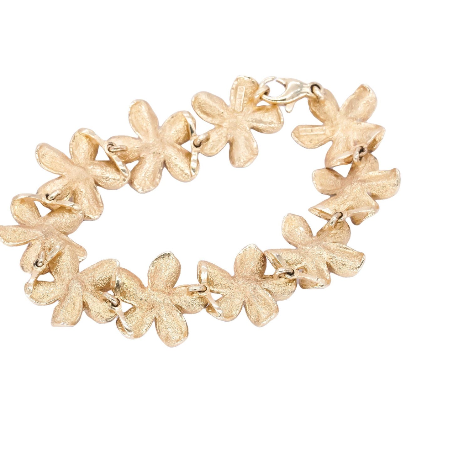 14k Yellow Gold Jewelry Enamel & 4.0mm Pearl Flower Bracelet