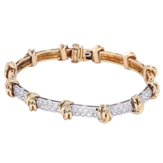 14k White & Yellow Gold 1.20CT VS Diamond Fancy Link Bracelet