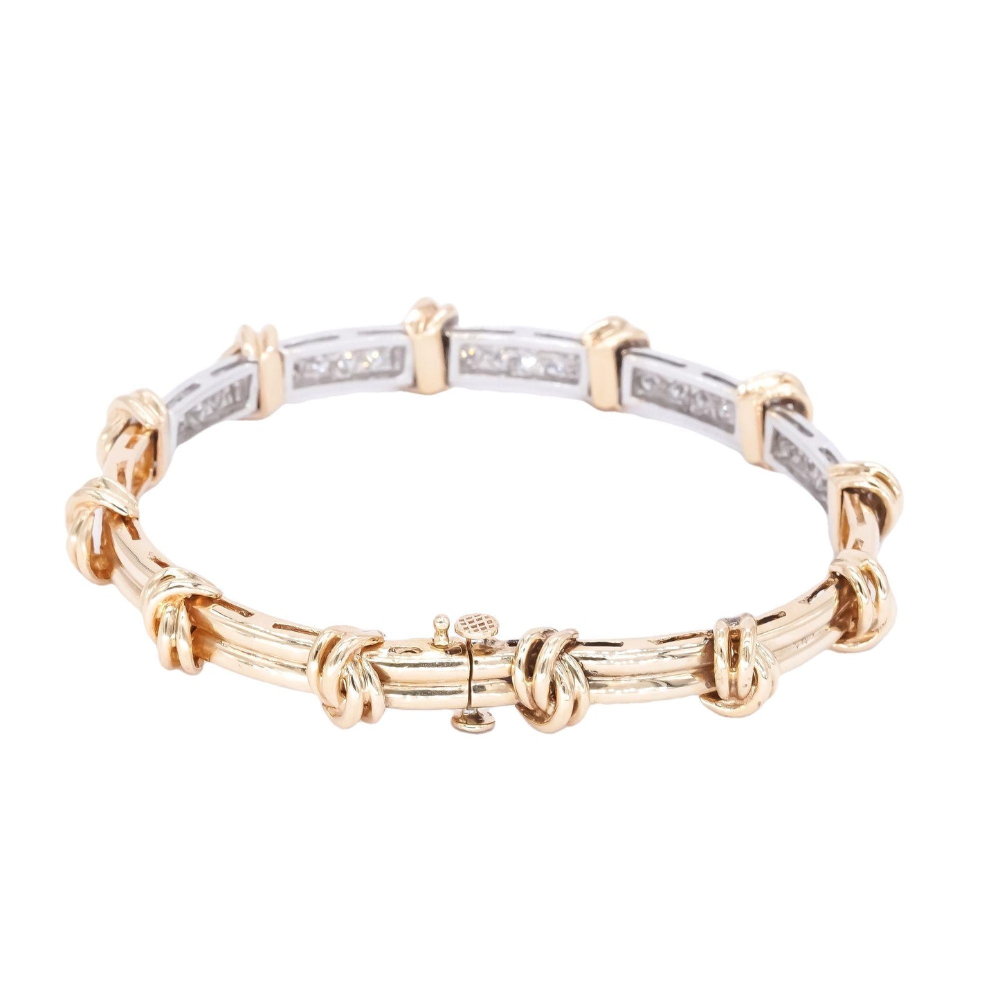 14k White & Yellow Gold 1.20CT VS Diamond Fancy Link Bracelet