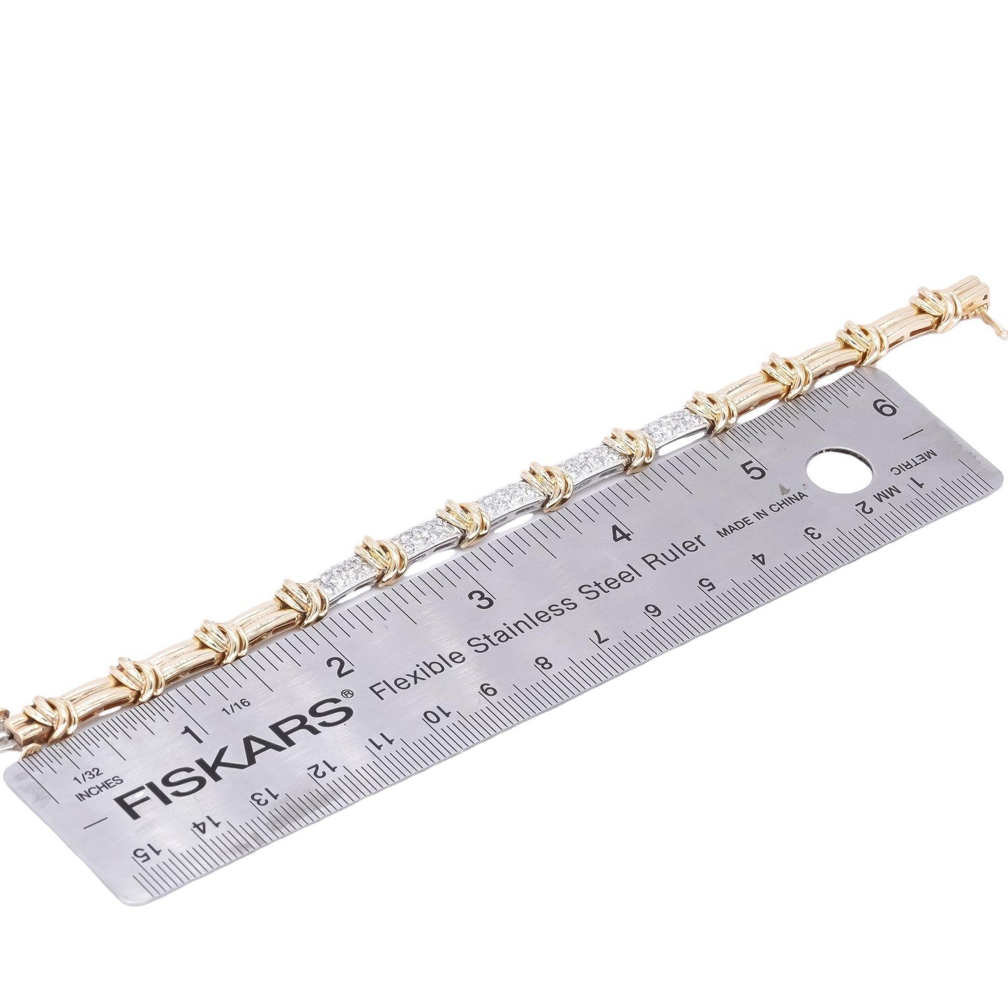 14k White & Yellow Gold 1.20CT VS Diamond Fancy Link Bracelet