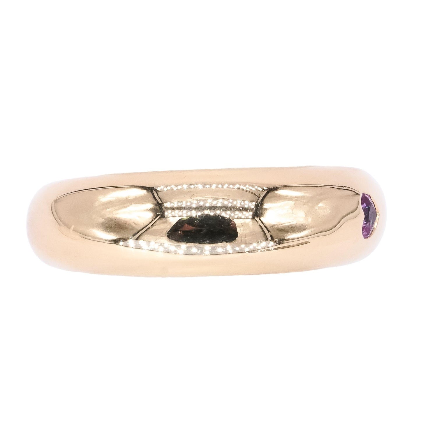 Chaumet Designer 18k Yellow Gold 0.05CT Pink Sapphire Band Ring Size 6 w/ Box