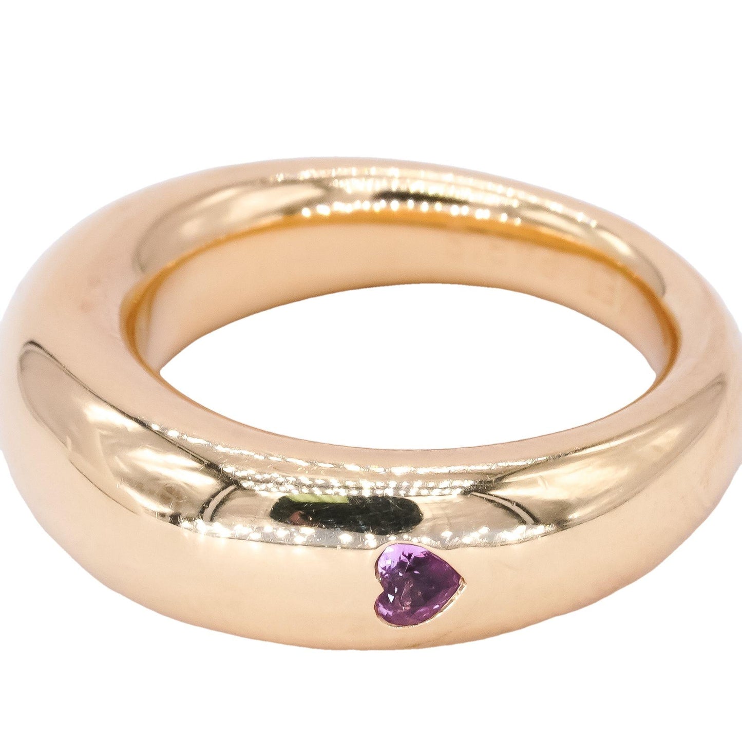 Chaumet Designer 18k Yellow Gold 0.05CT Pink Sapphire Band Ring Size 6 w/ Box