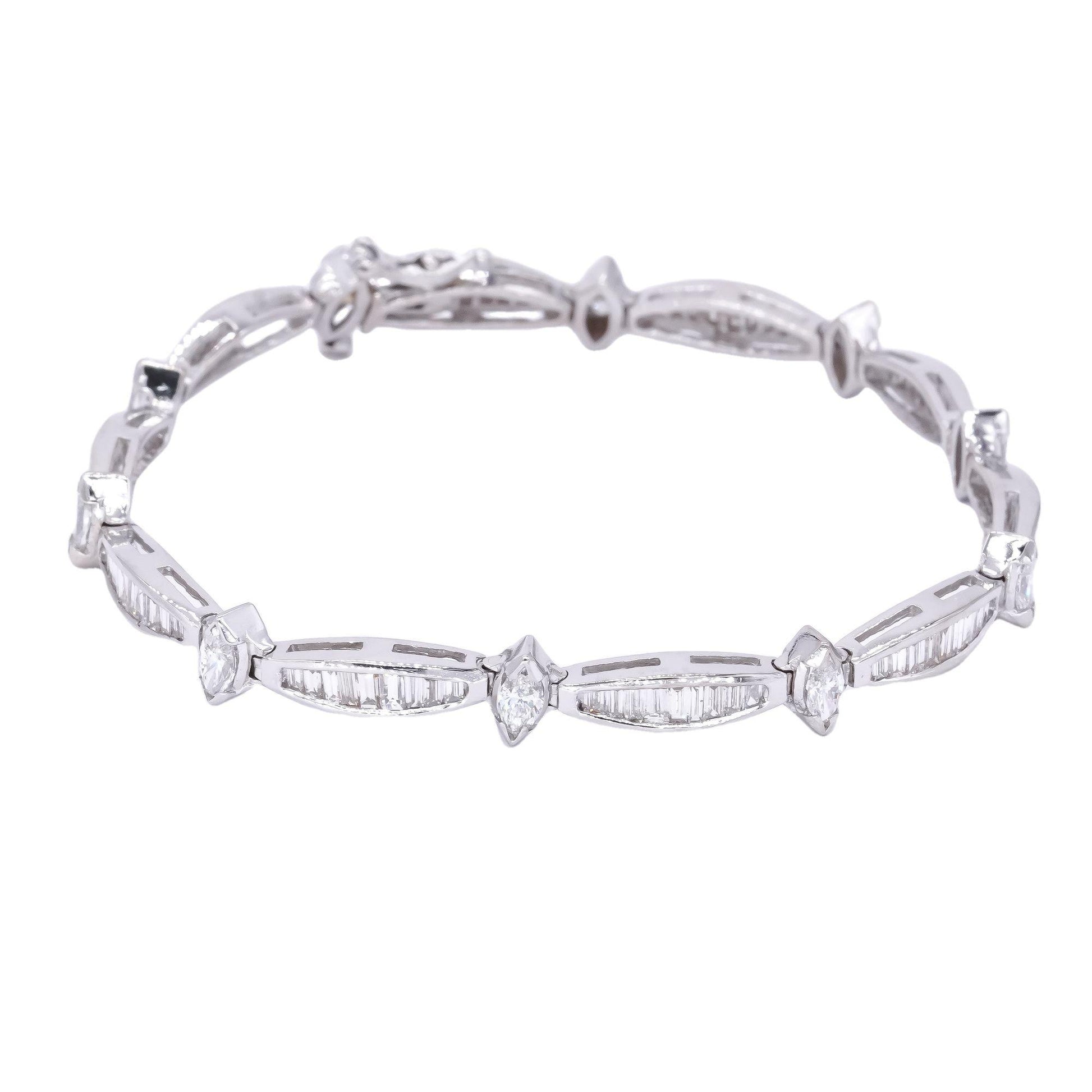 14k White Gold Jewelry 6.50CT Diamond Fancy Formal Tennis Bracelet