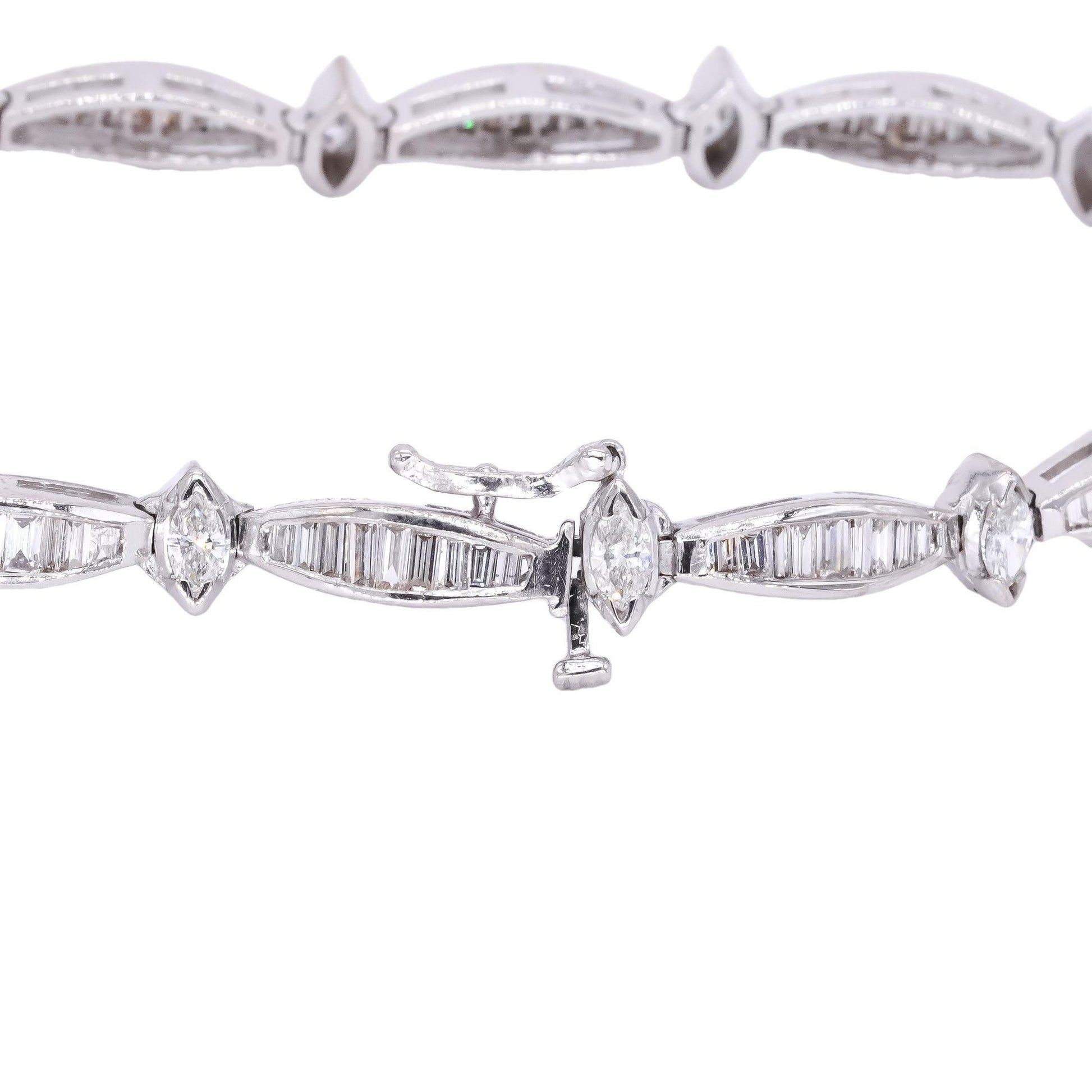 14k White Gold Jewelry 6.50CT Diamond Fancy Formal Tennis Bracelet