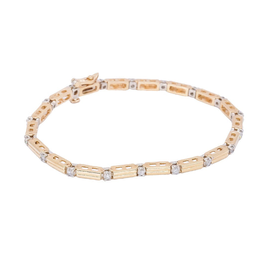 14k Yellow Gold Jewelry 0.50CT Diamond Bar Link Tennis Bracelet