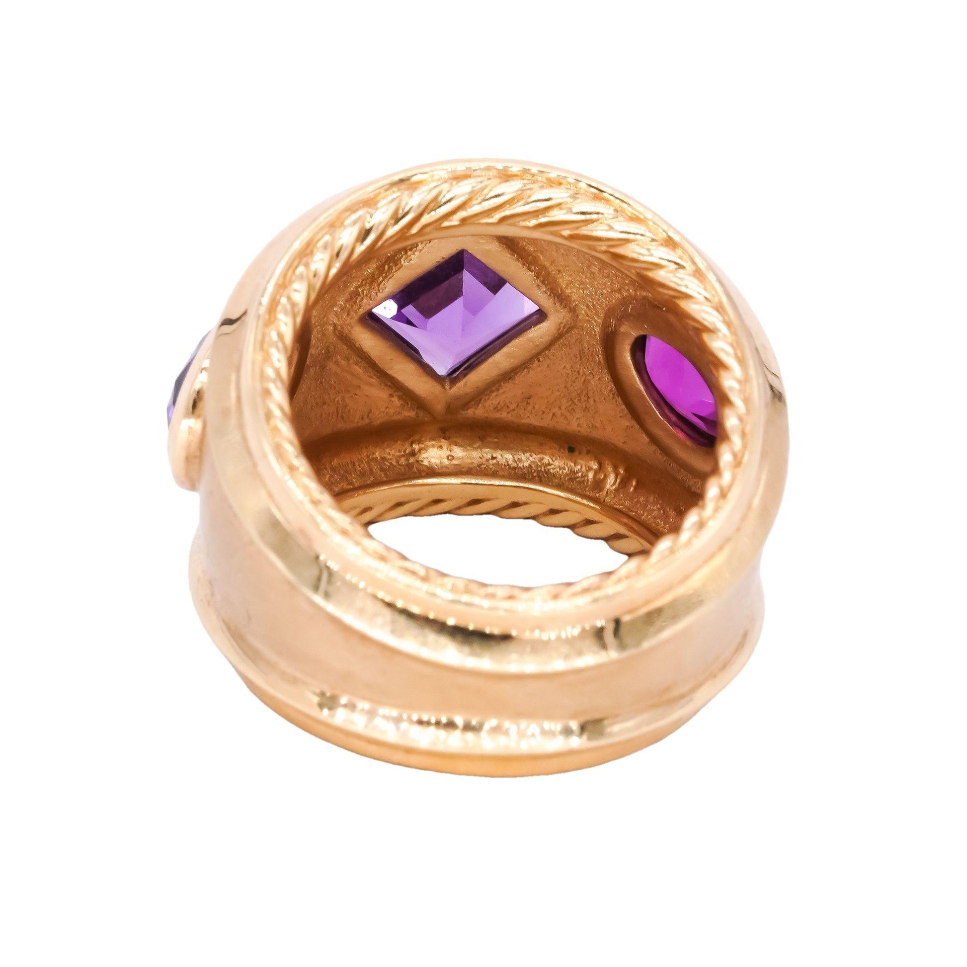 David Yurman 18k Yellow Gold 3.50CT Quartz & Garnet Jumbo Ring size 7