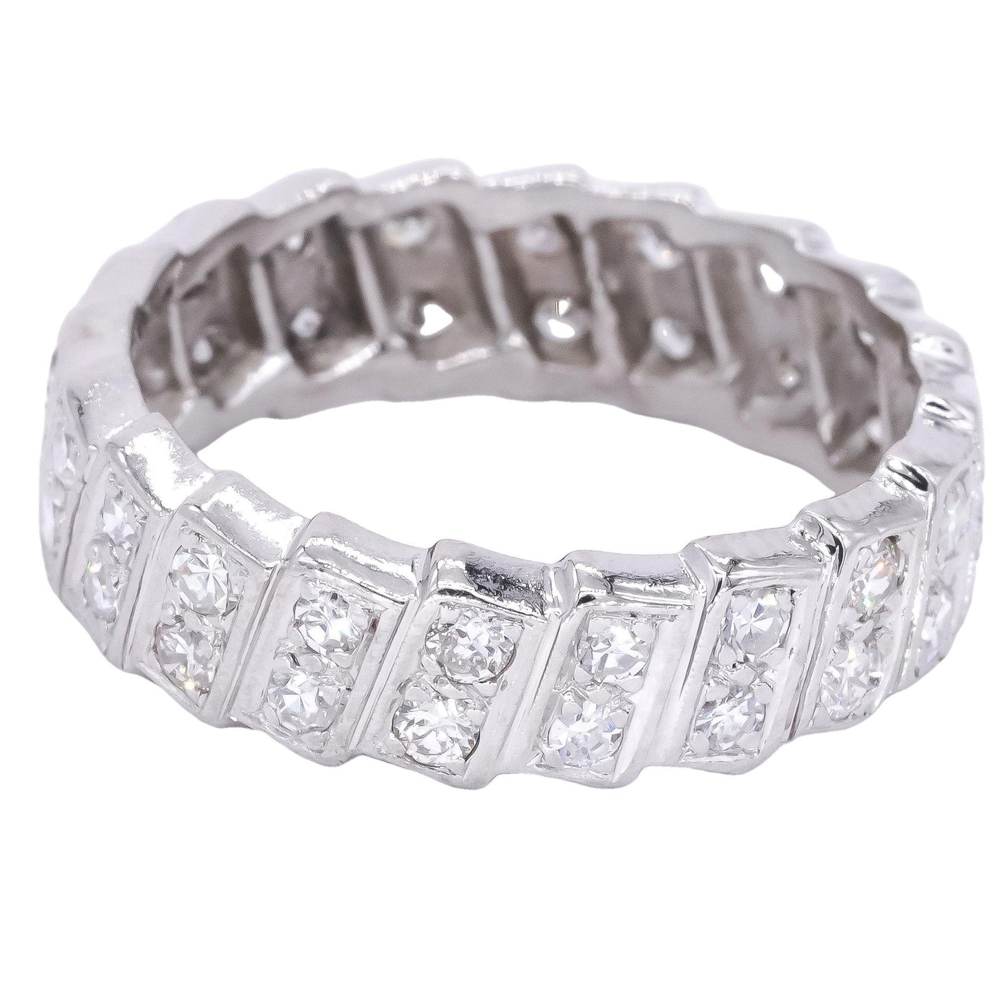 Antique Vintage 14k Gold 1.0CT VS Diamond Double Row Eternity Ring size 7.5