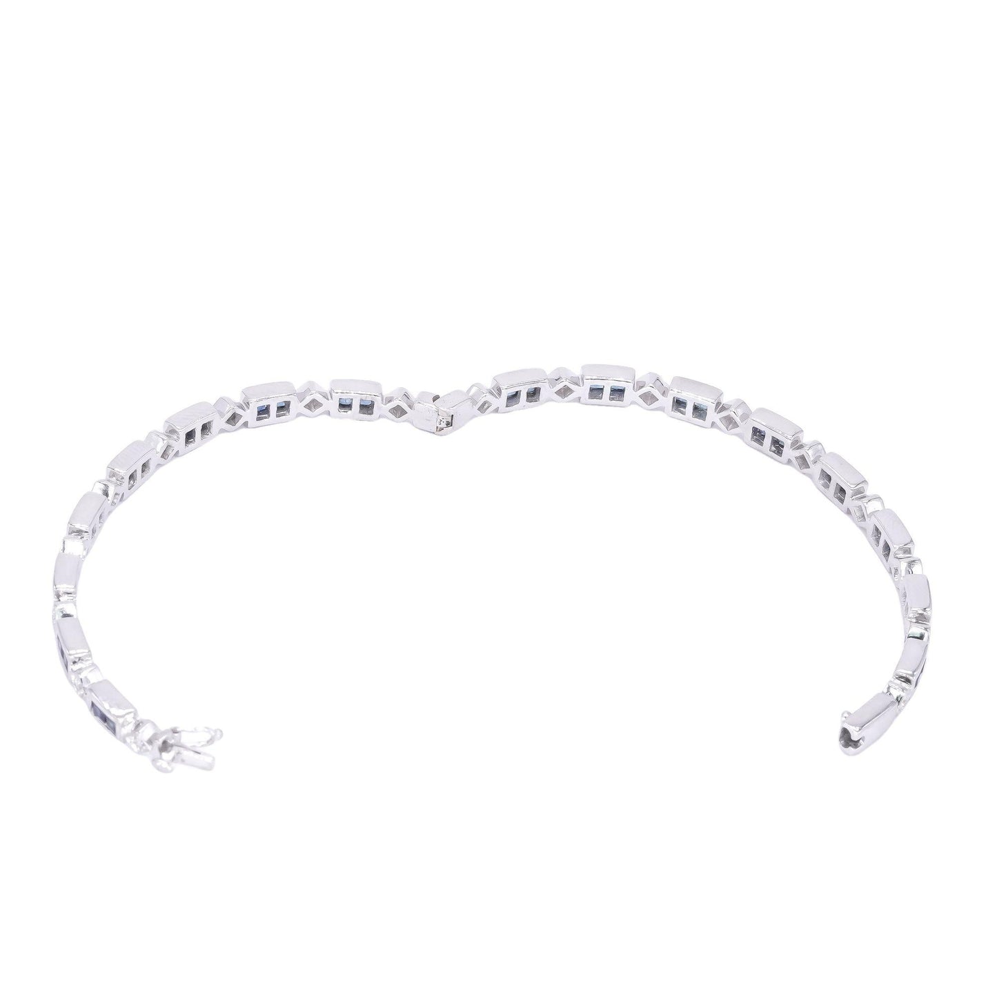 14k White Gold 1.80CT Diamond & Sapphire Milgrain Bangle Bracelet